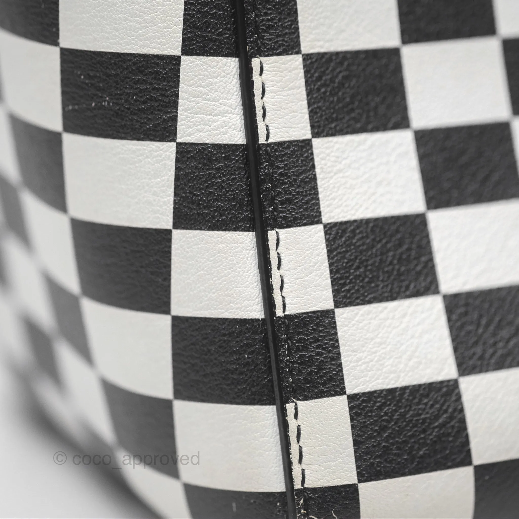 Christian Dior Medium Lady Dior Checkered Black/ White Calfskin