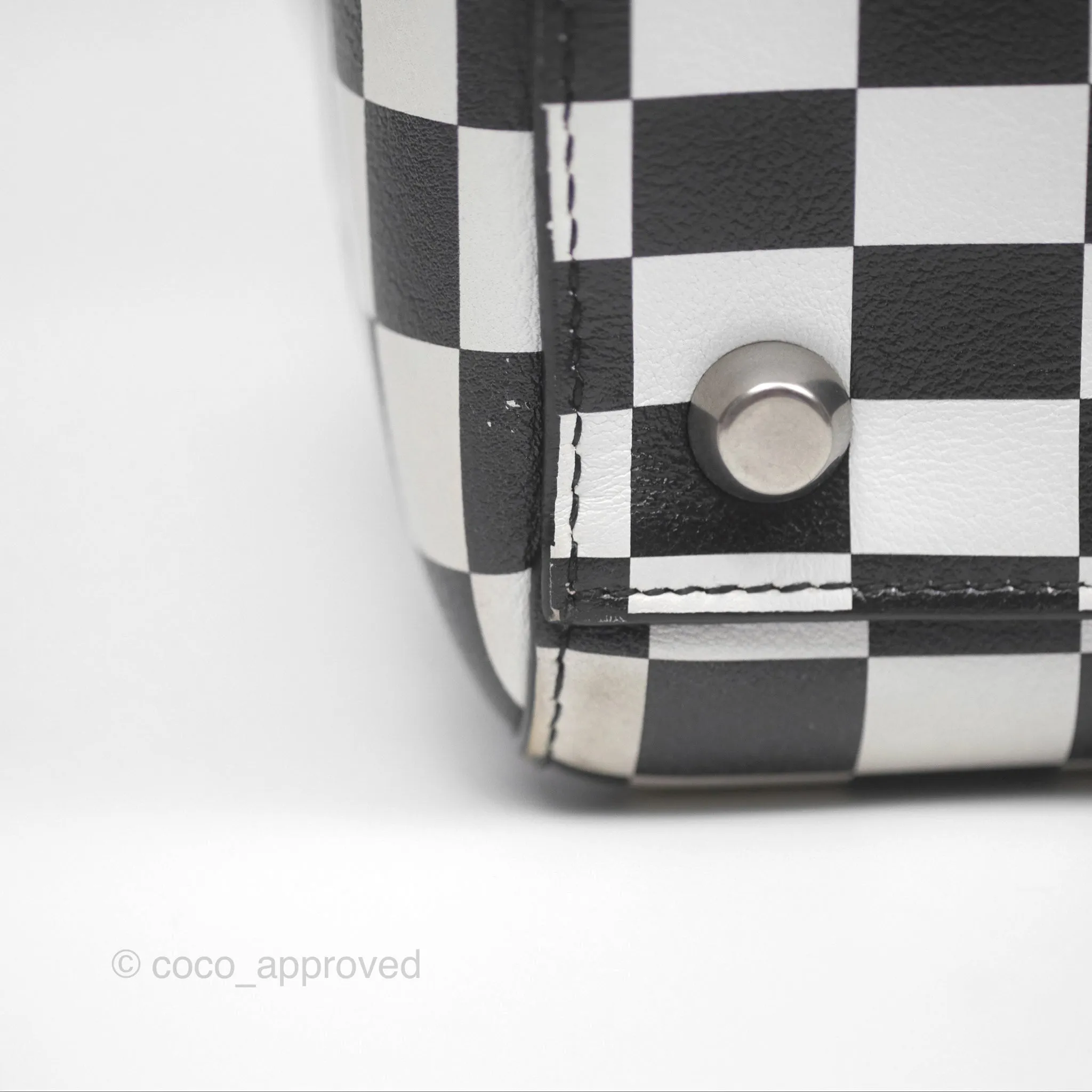 Christian Dior Medium Lady Dior Checkered Black/ White Calfskin