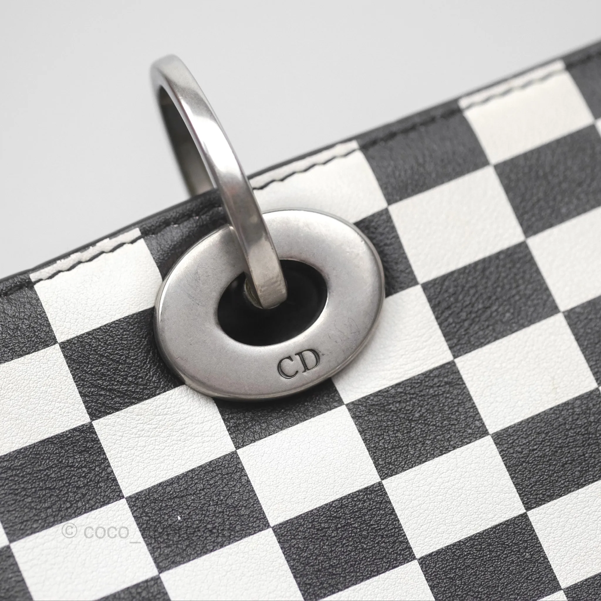 Christian Dior Medium Lady Dior Checkered Black/ White Calfskin