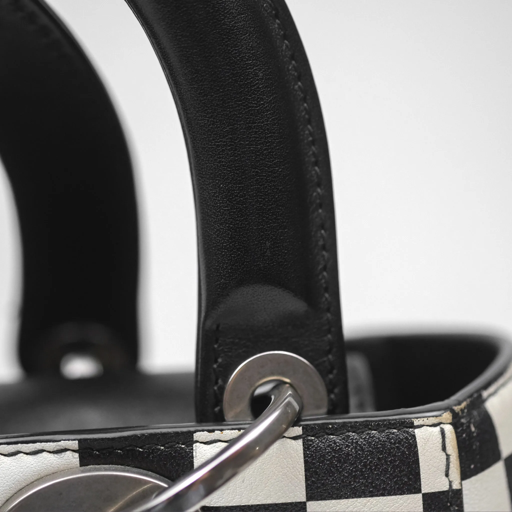 Christian Dior Medium Lady Dior Checkered Black/ White Calfskin