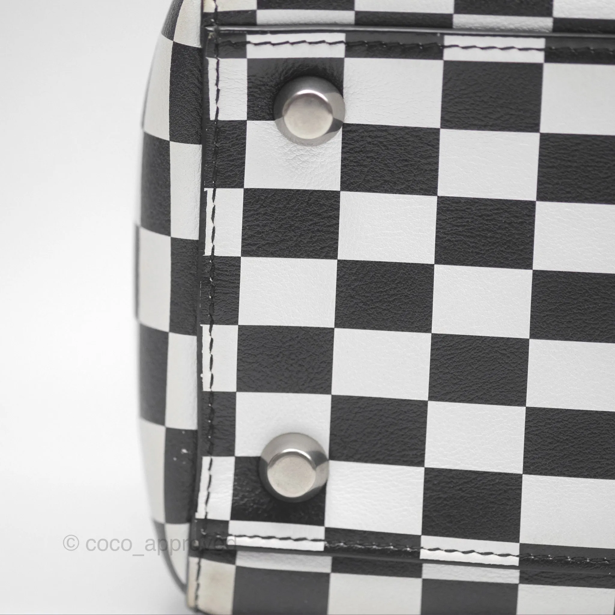 Christian Dior Medium Lady Dior Checkered Black/ White Calfskin