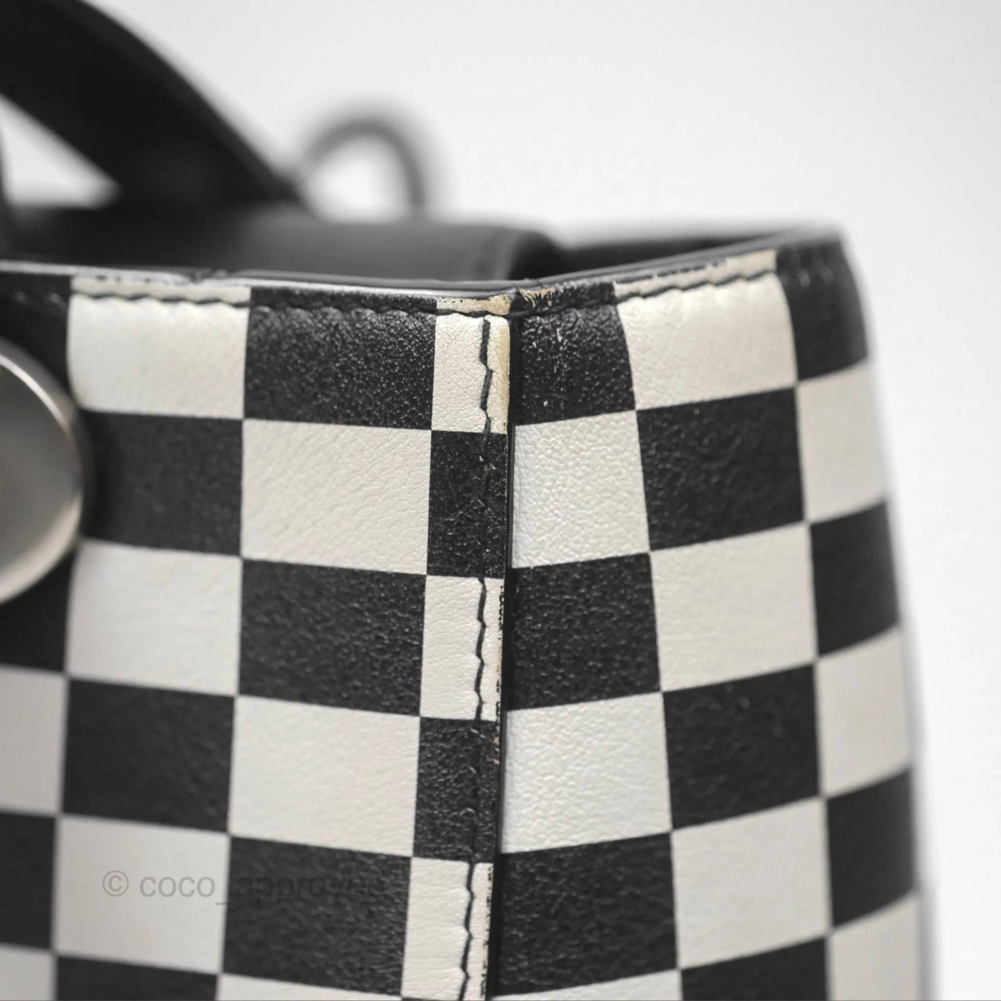 Christian Dior Medium Lady Dior Checkered Black/ White Calfskin