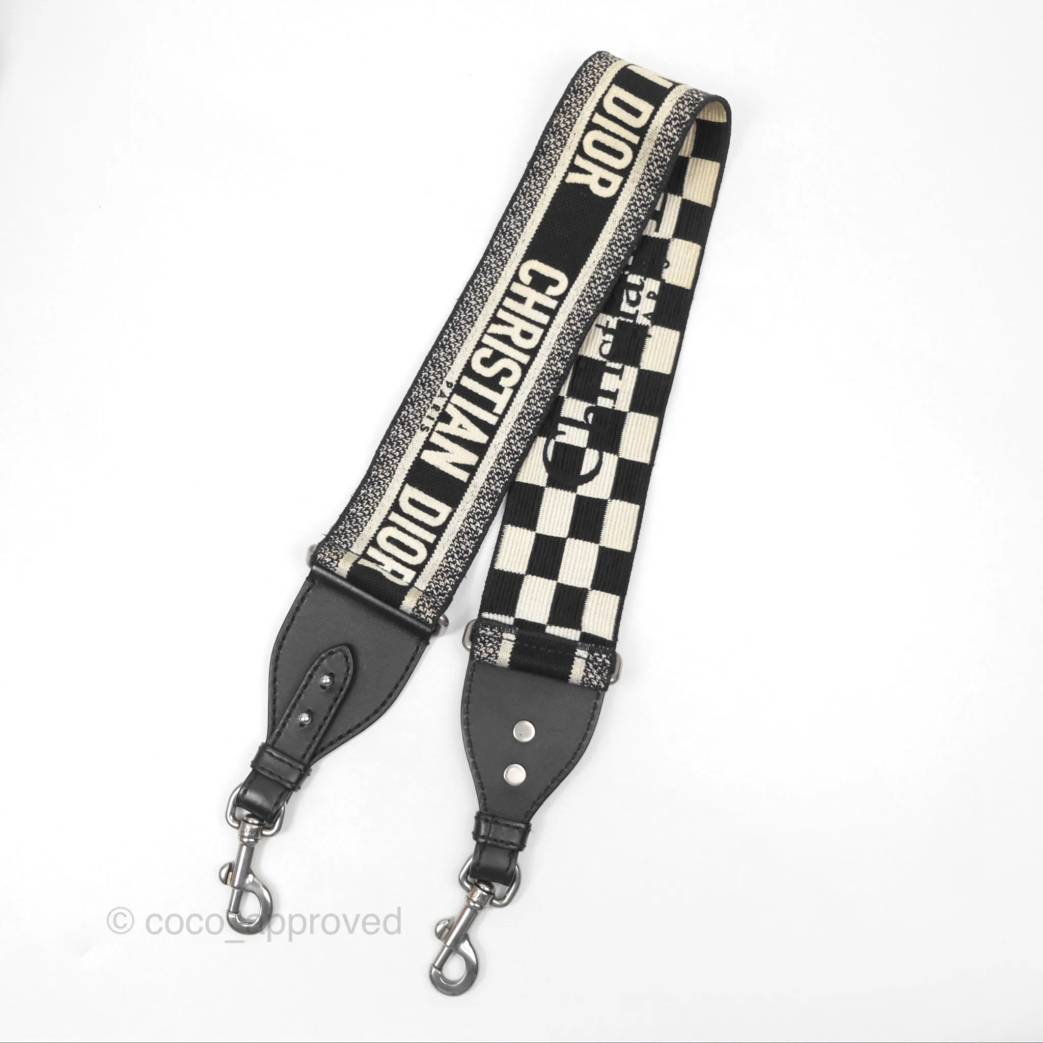 Christian Dior Medium Lady Dior Checkered Black/ White Calfskin
