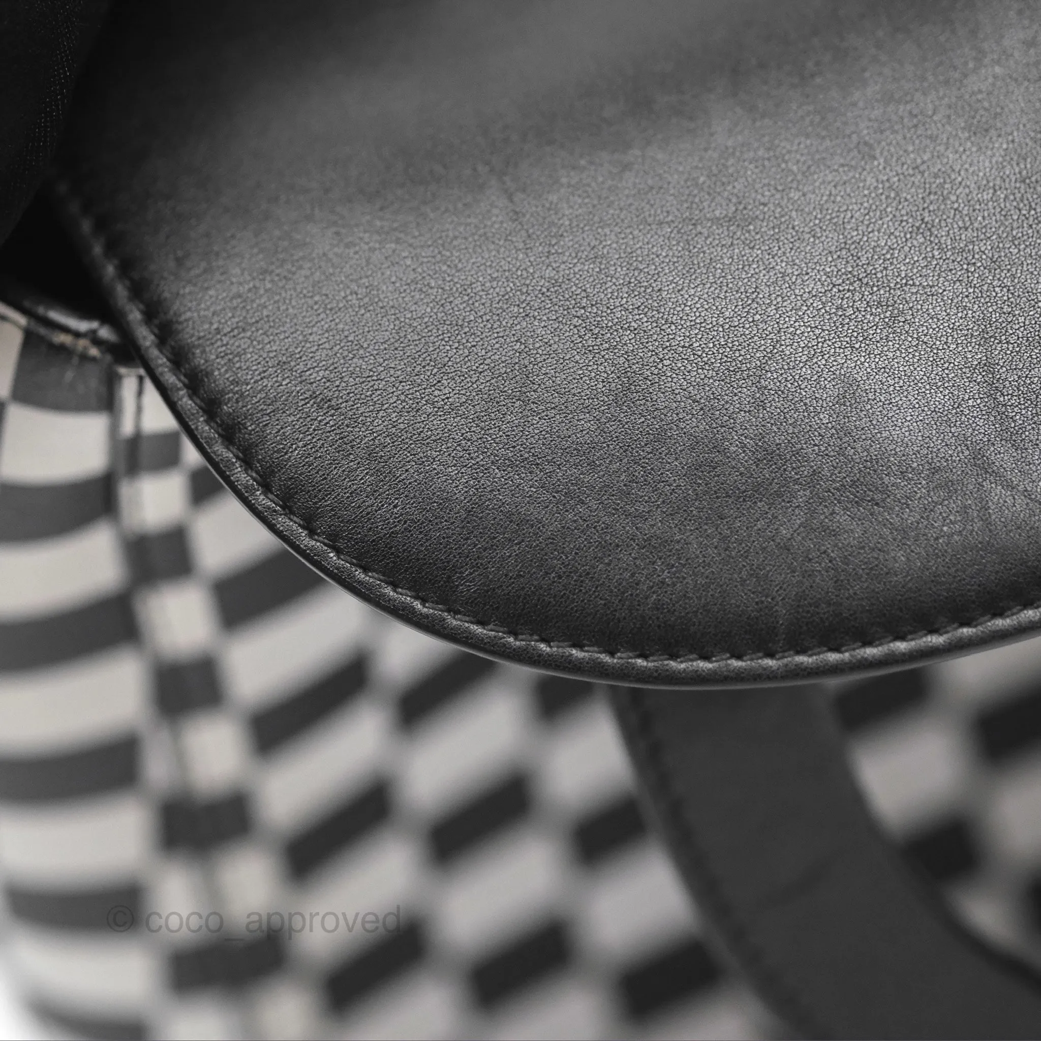 Christian Dior Medium Lady Dior Checkered Black/ White Calfskin