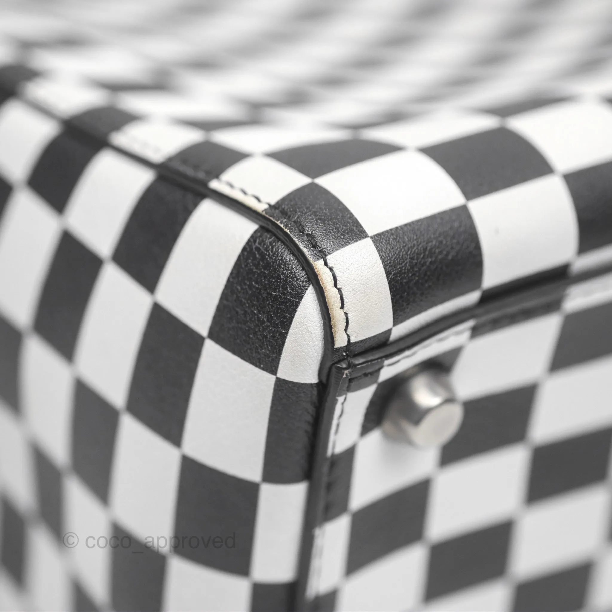 Christian Dior Medium Lady Dior Checkered Black/ White Calfskin