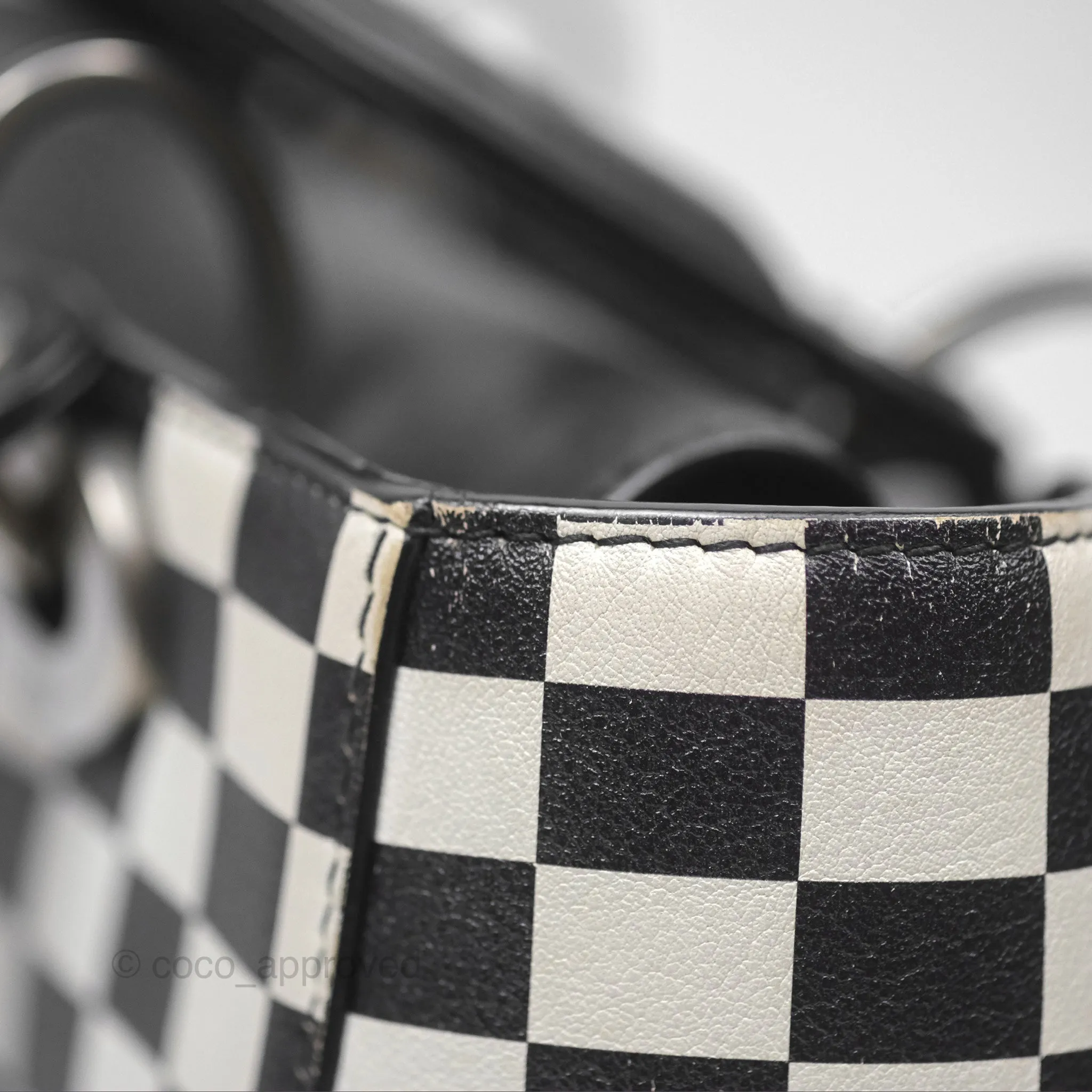 Christian Dior Medium Lady Dior Checkered Black/ White Calfskin
