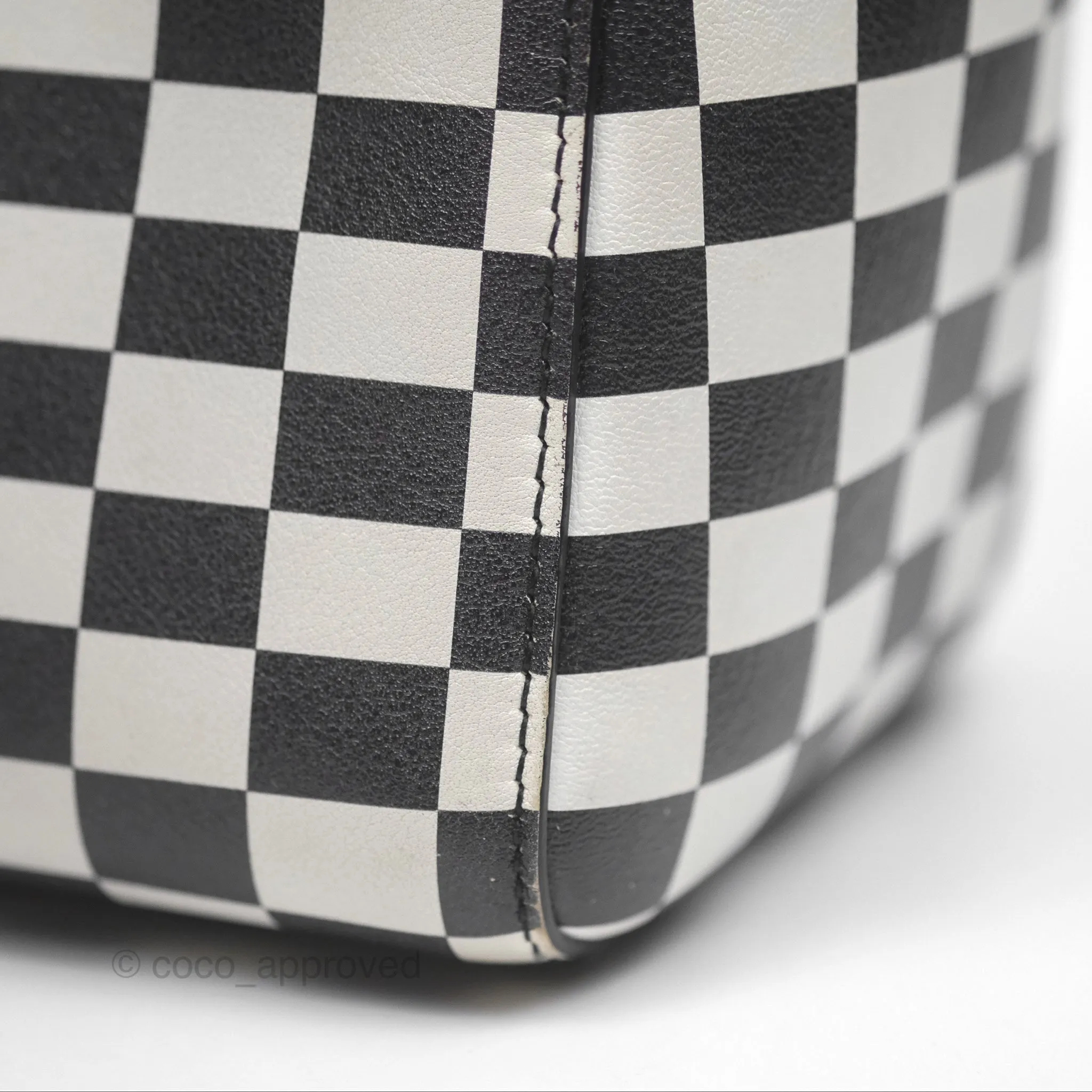 Christian Dior Medium Lady Dior Checkered Black/ White Calfskin