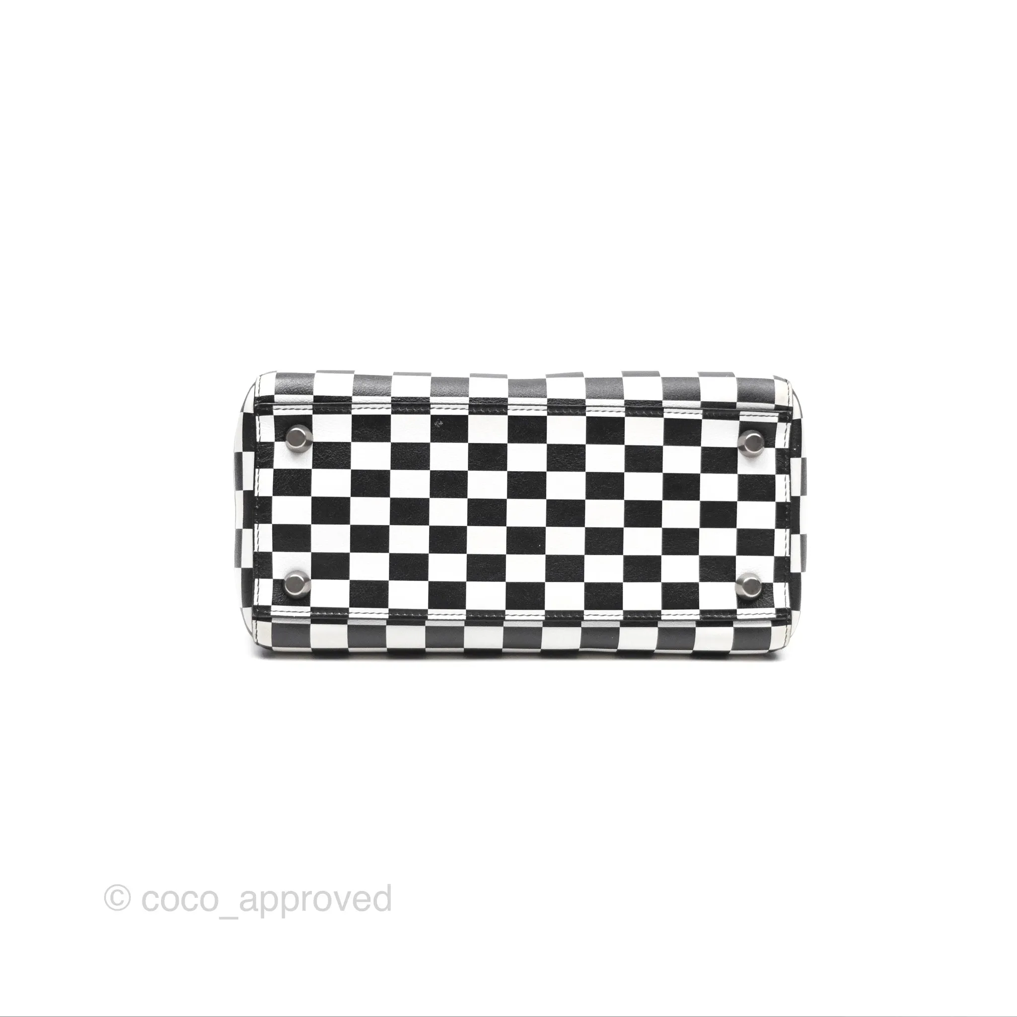 Christian Dior Medium Lady Dior Checkered Black/ White Calfskin