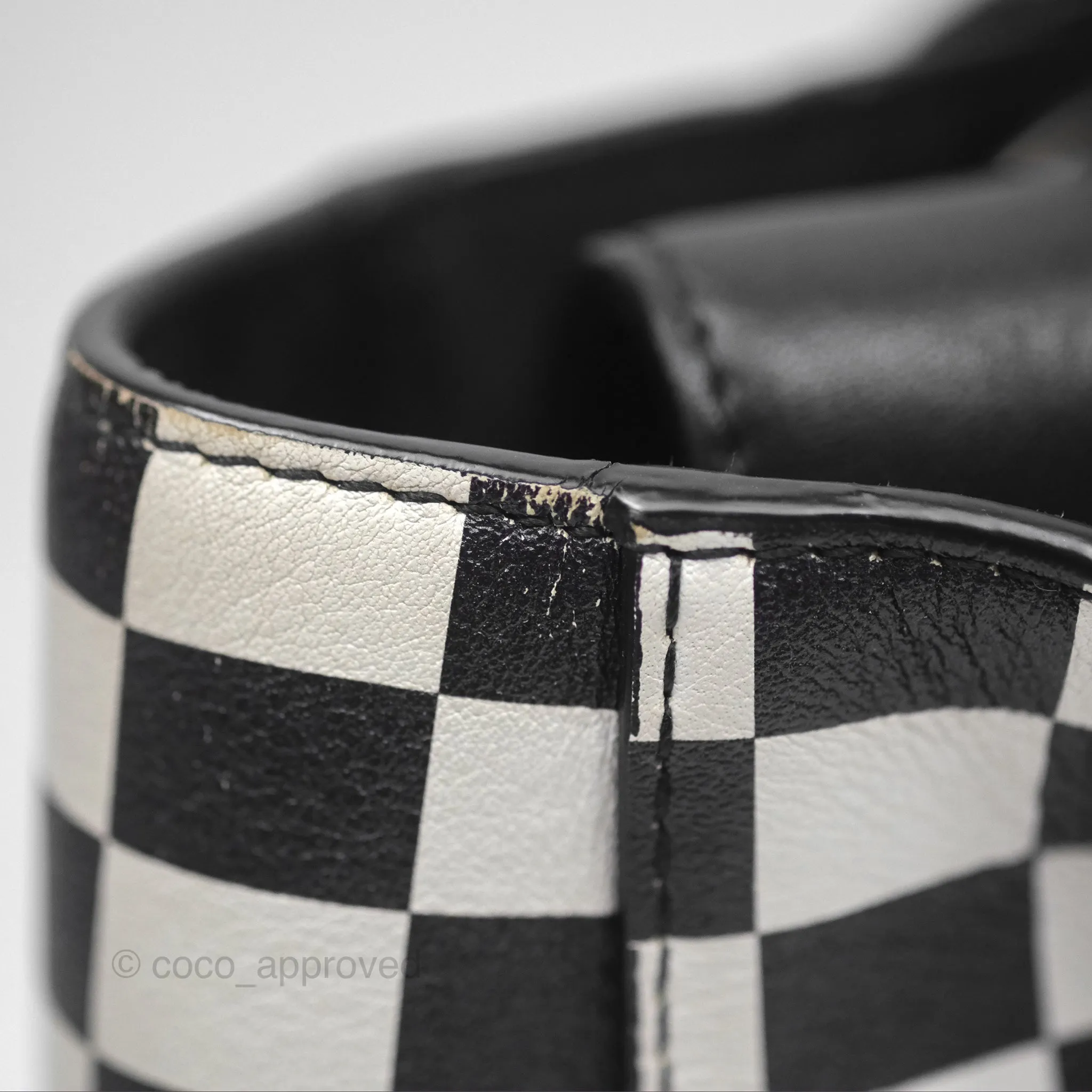 Christian Dior Medium Lady Dior Checkered Black/ White Calfskin