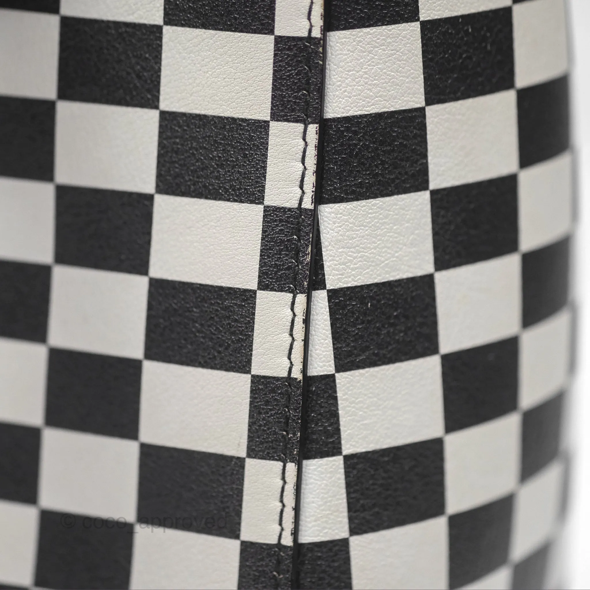 Christian Dior Medium Lady Dior Checkered Black/ White Calfskin