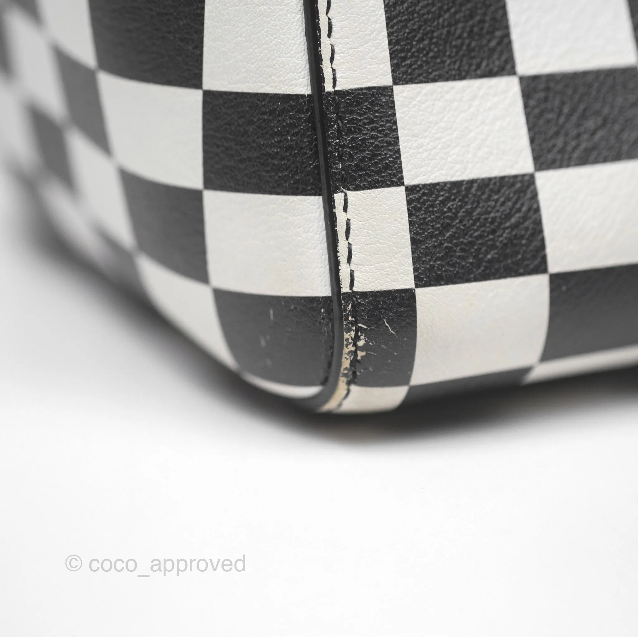 Christian Dior Medium Lady Dior Checkered Black/ White Calfskin