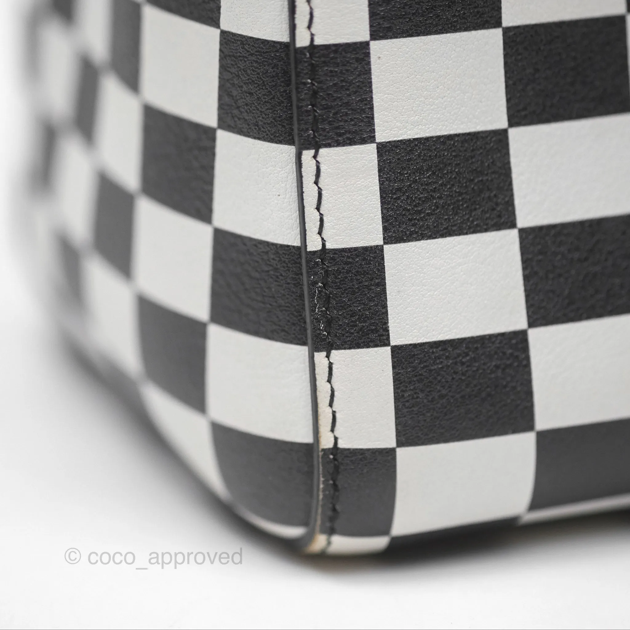 Christian Dior Medium Lady Dior Checkered Black/ White Calfskin