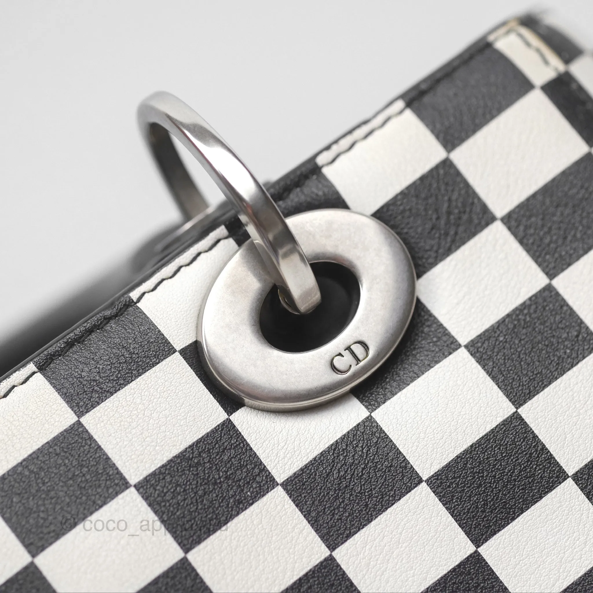 Christian Dior Medium Lady Dior Checkered Black/ White Calfskin