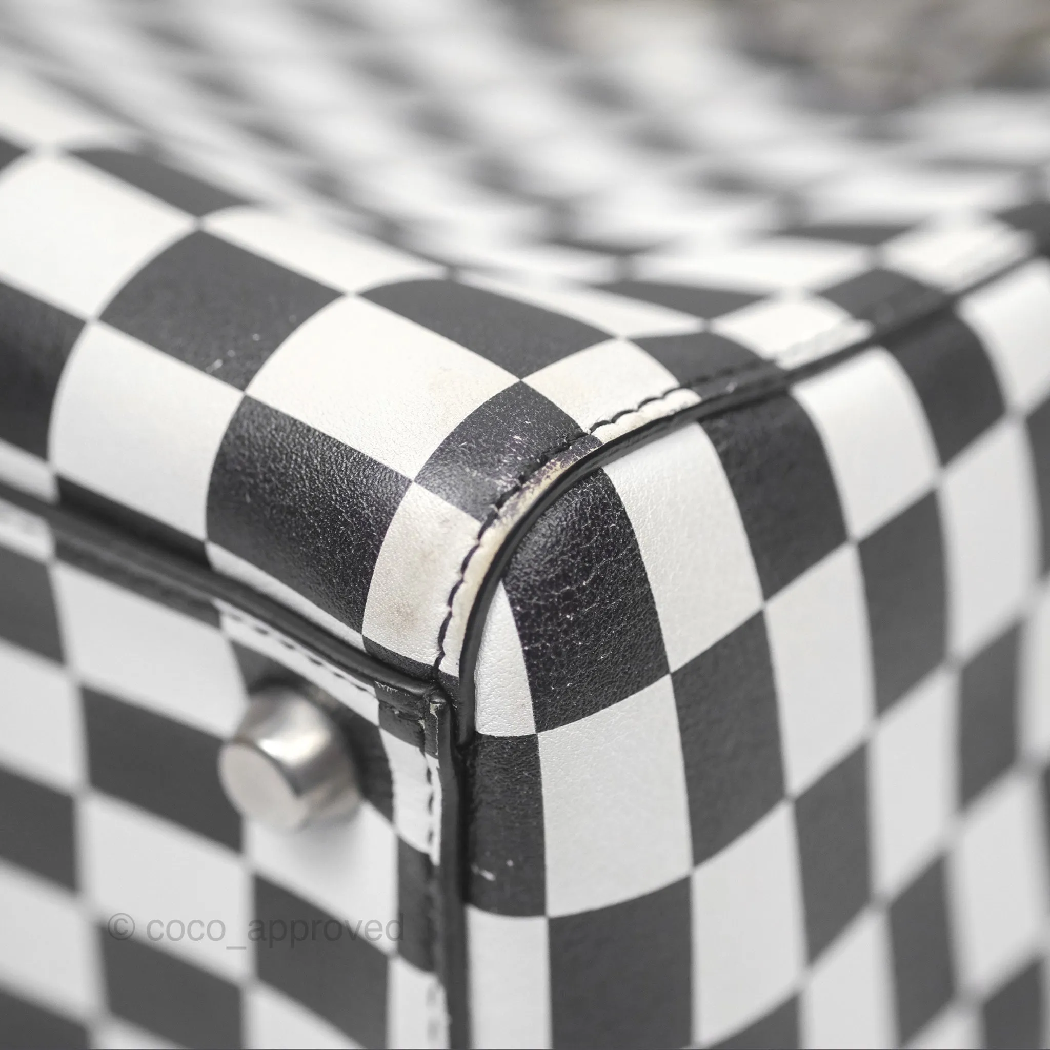 Christian Dior Medium Lady Dior Checkered Black/ White Calfskin