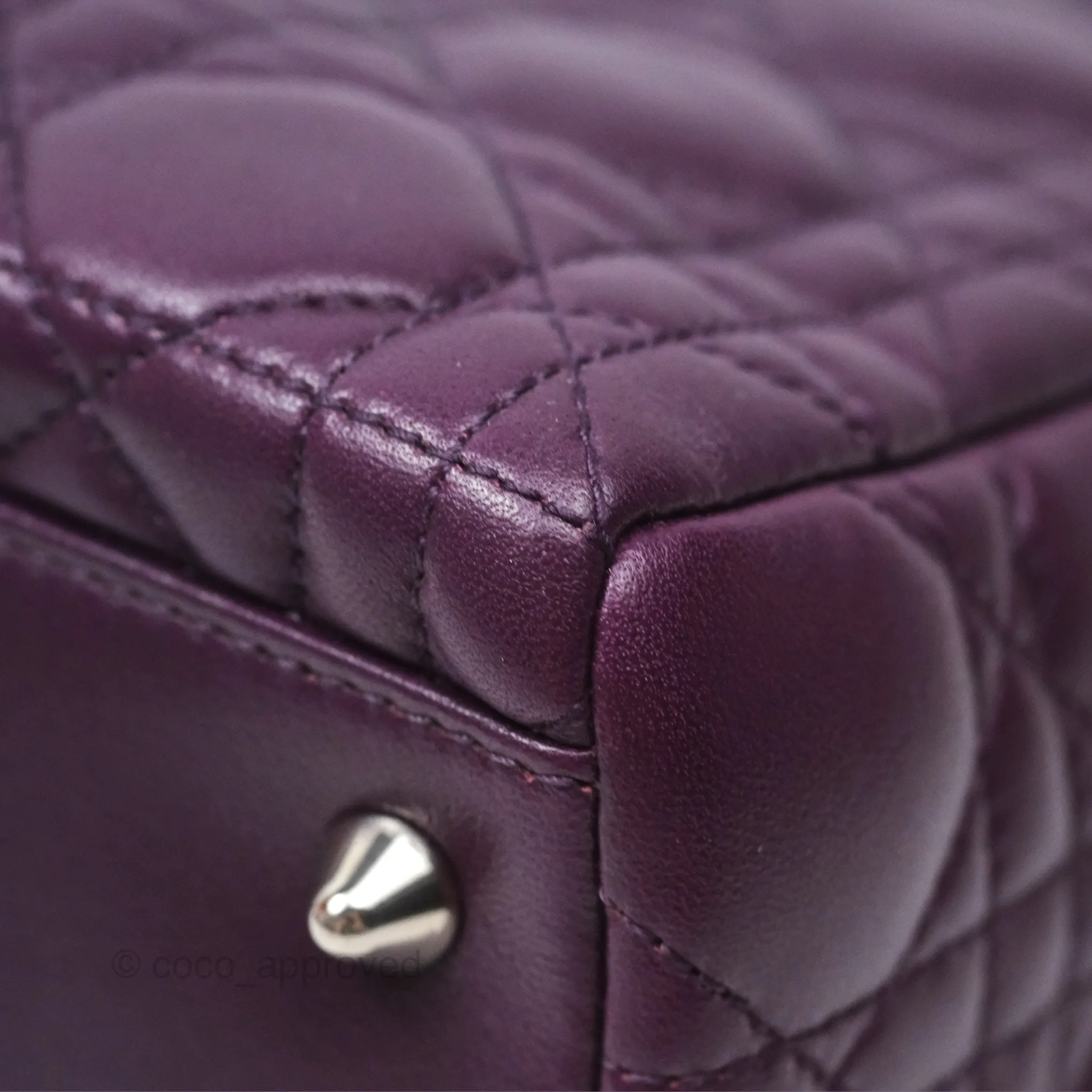 Christian Dior Medium Lady Dior Dark Purple Lambskin Silver Hardware