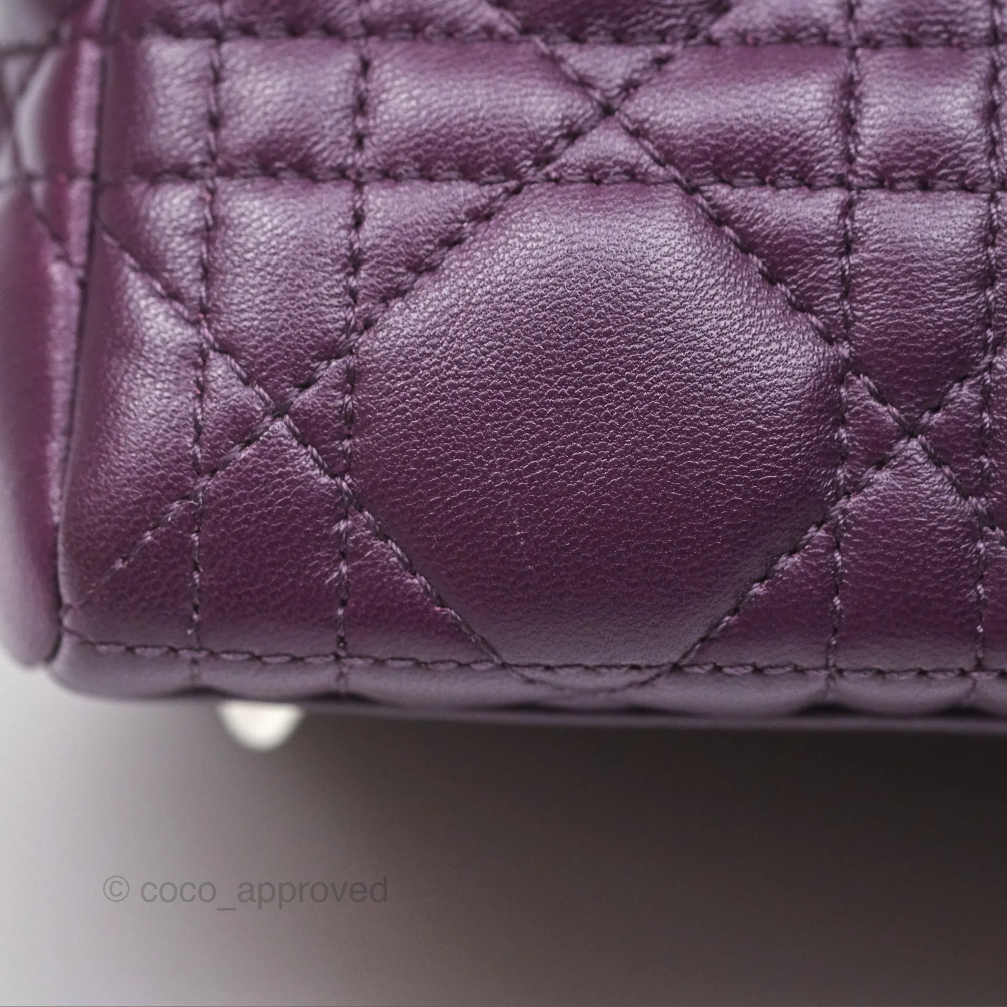 Christian Dior Medium Lady Dior Dark Purple Lambskin Silver Hardware