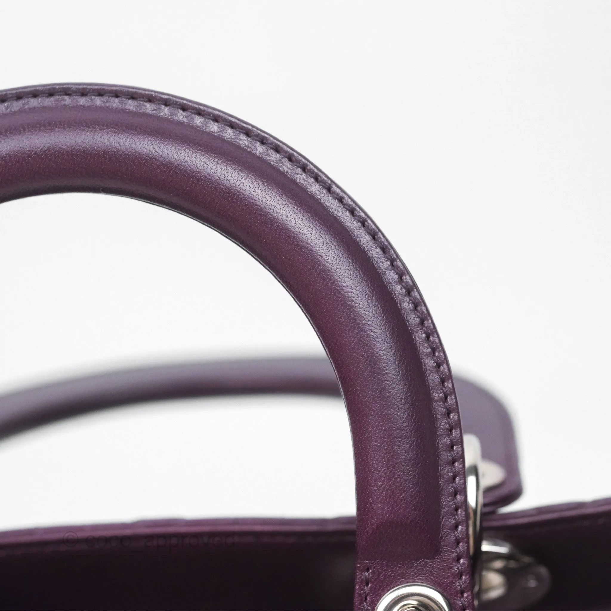 Christian Dior Medium Lady Dior Dark Purple Lambskin Silver Hardware