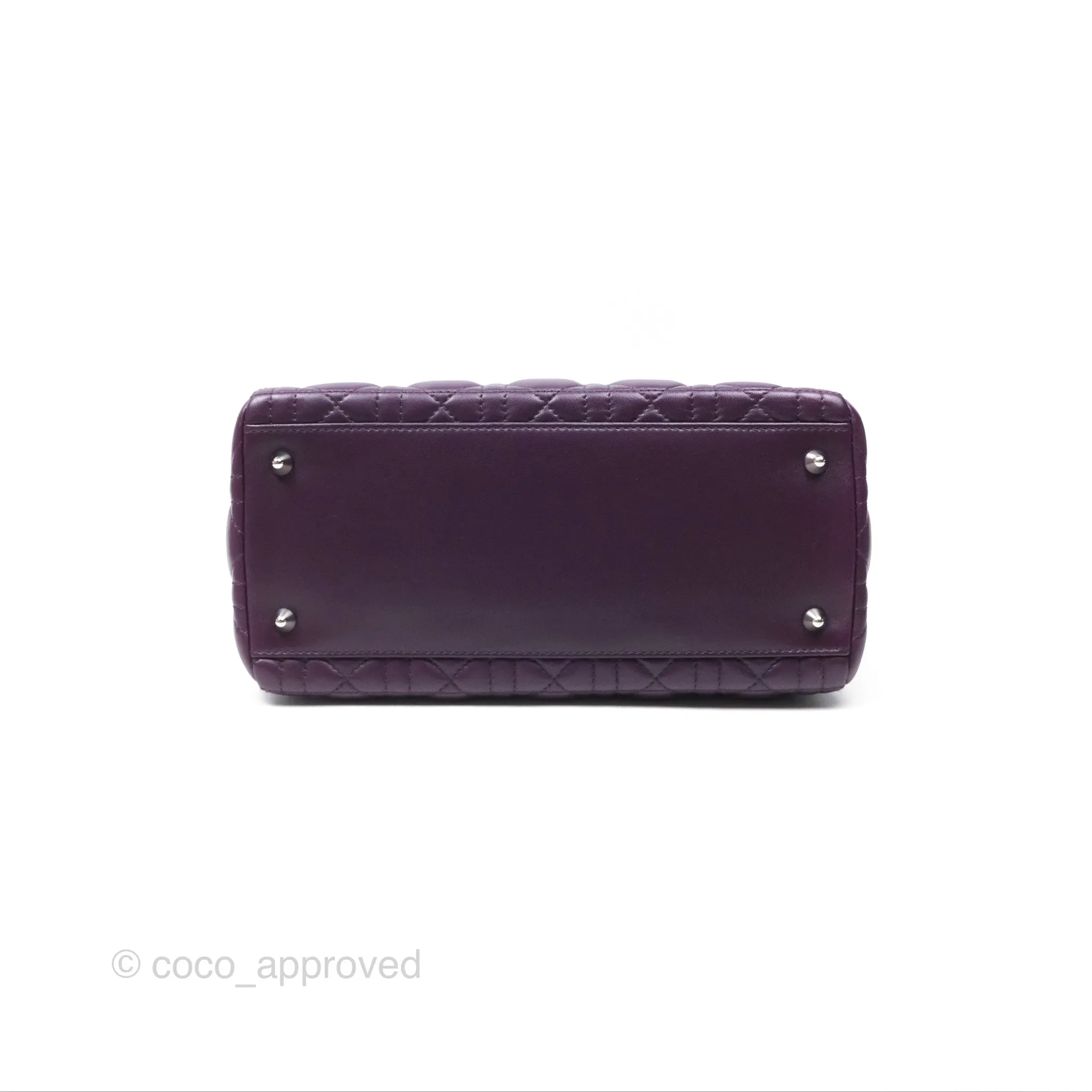 Christian Dior Medium Lady Dior Dark Purple Lambskin Silver Hardware