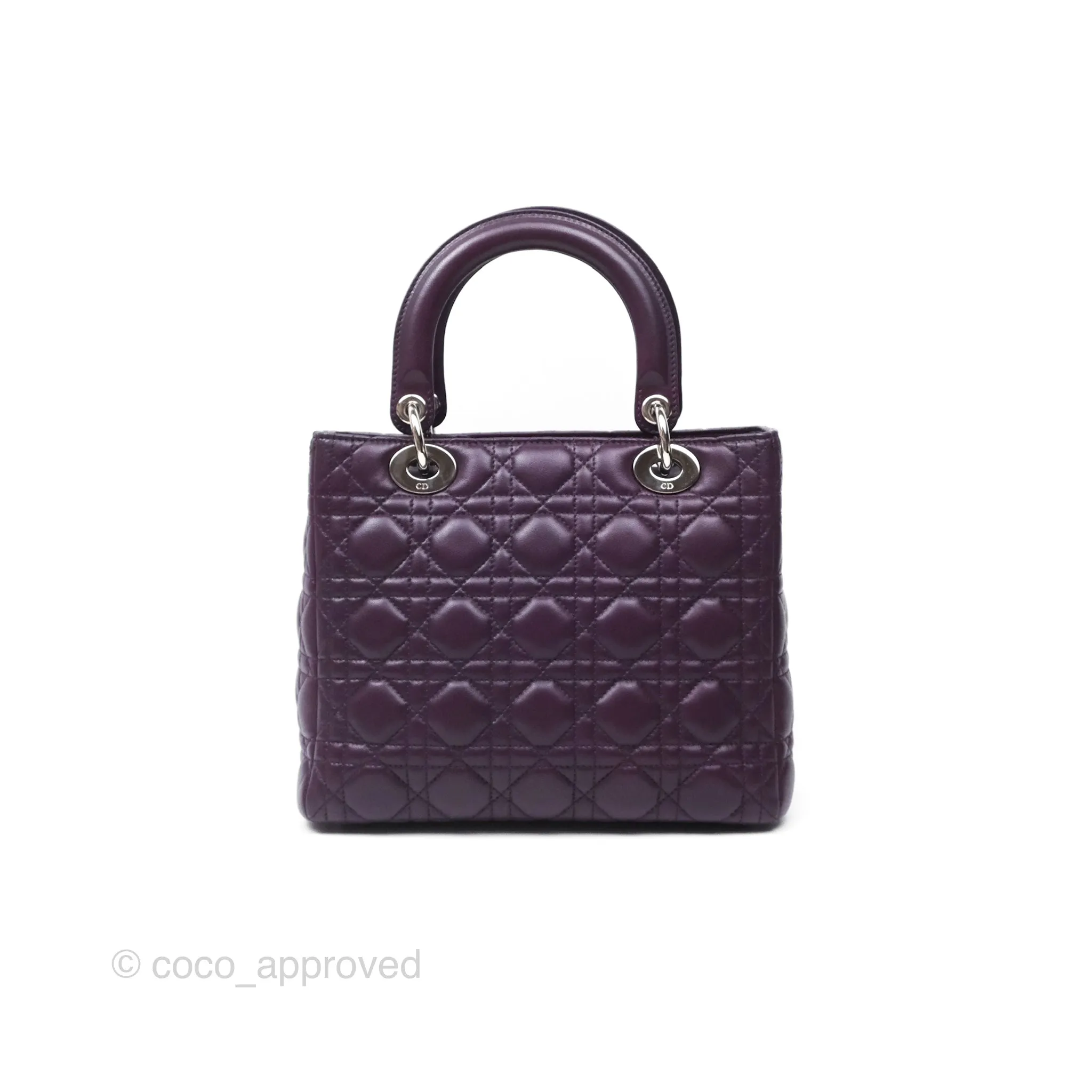Christian Dior Medium Lady Dior Dark Purple Lambskin Silver Hardware