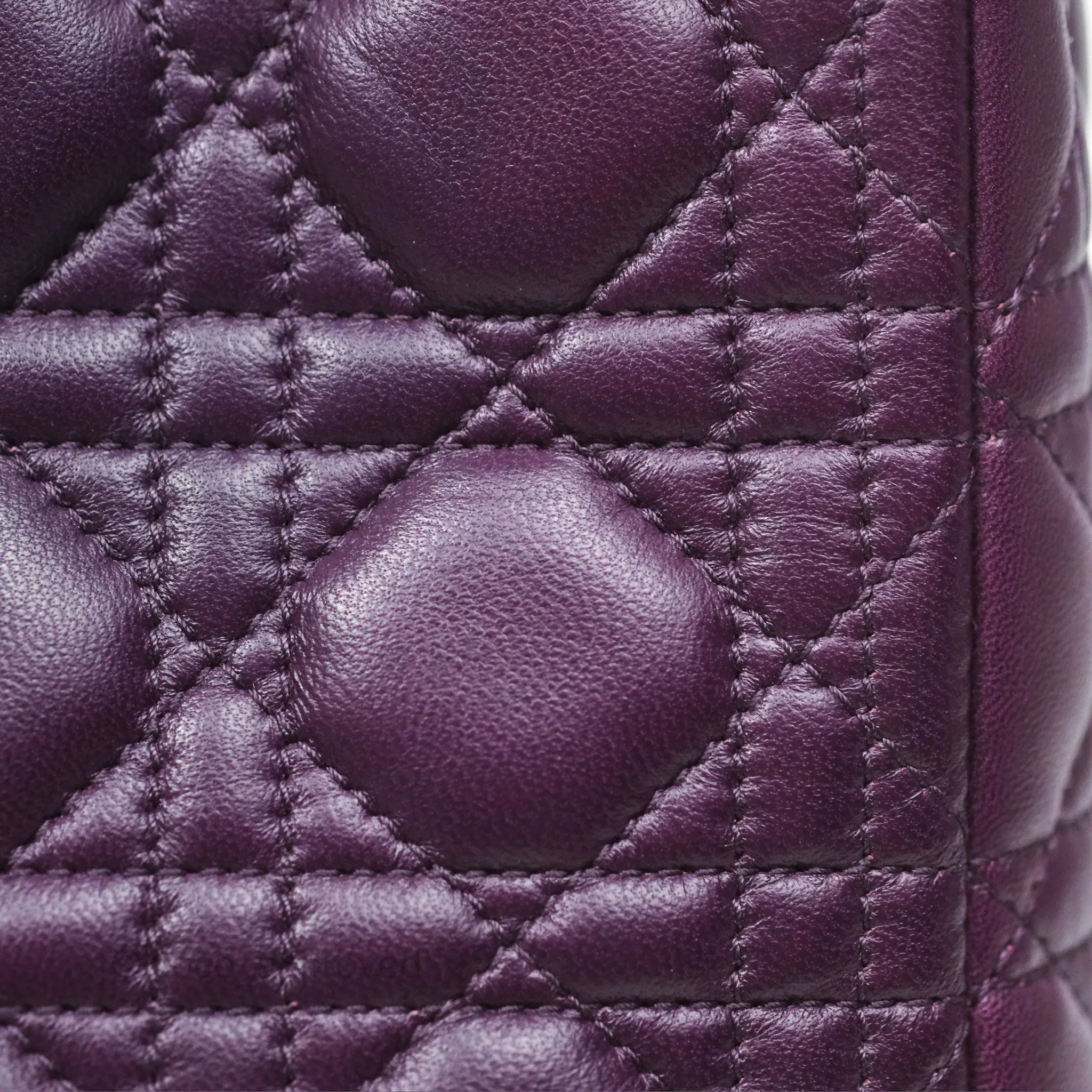 Christian Dior Medium Lady Dior Dark Purple Lambskin Silver Hardware