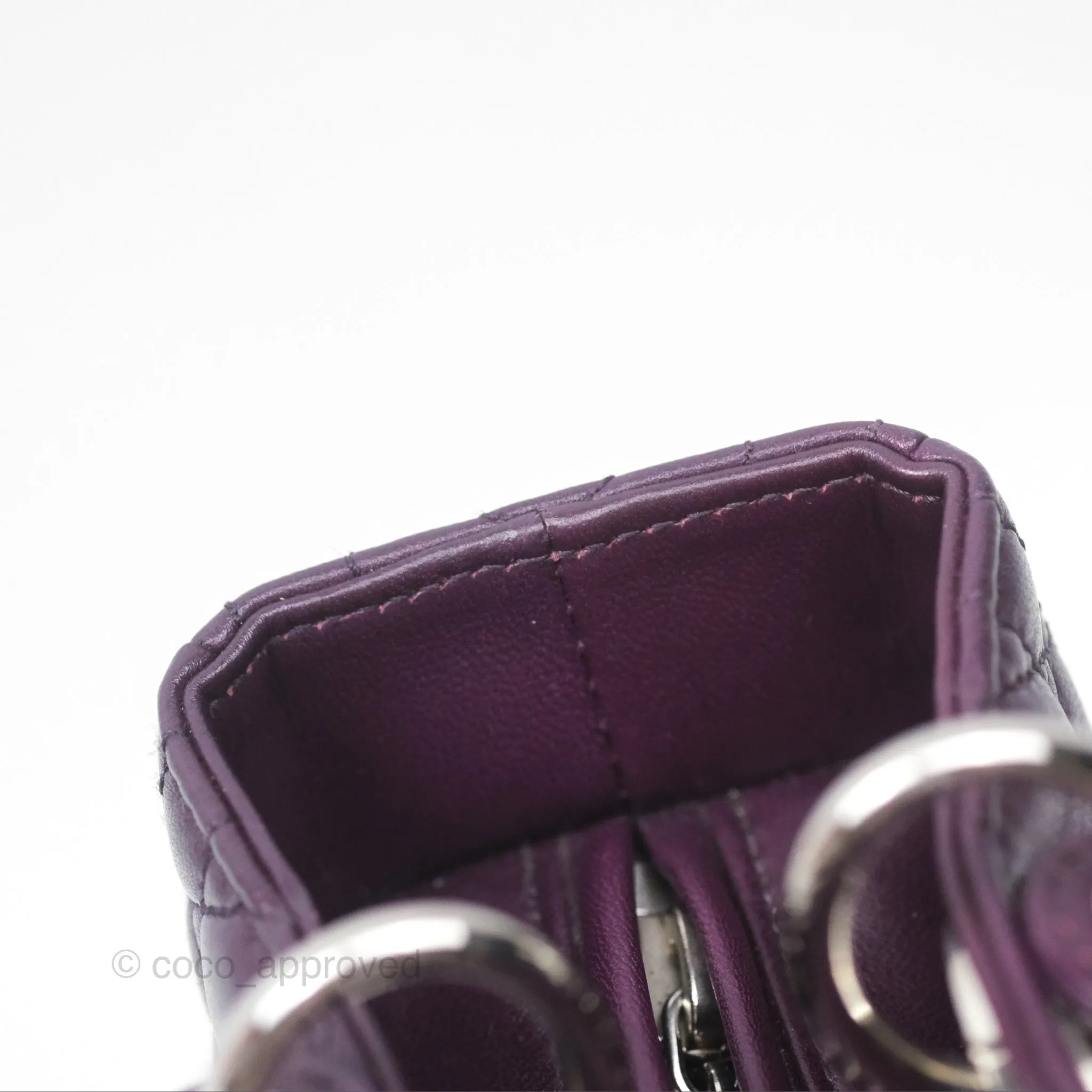 Christian Dior Medium Lady Dior Dark Purple Lambskin Silver Hardware