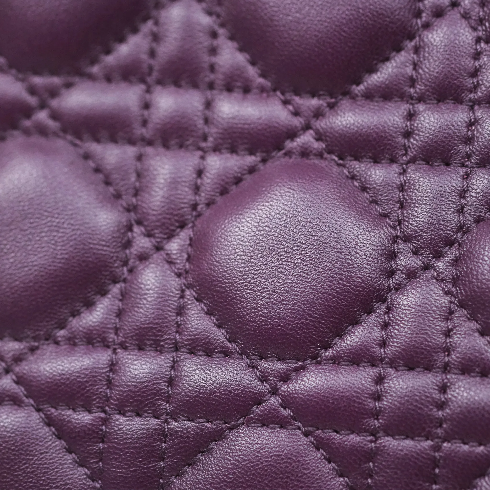 Christian Dior Medium Lady Dior Dark Purple Lambskin Silver Hardware