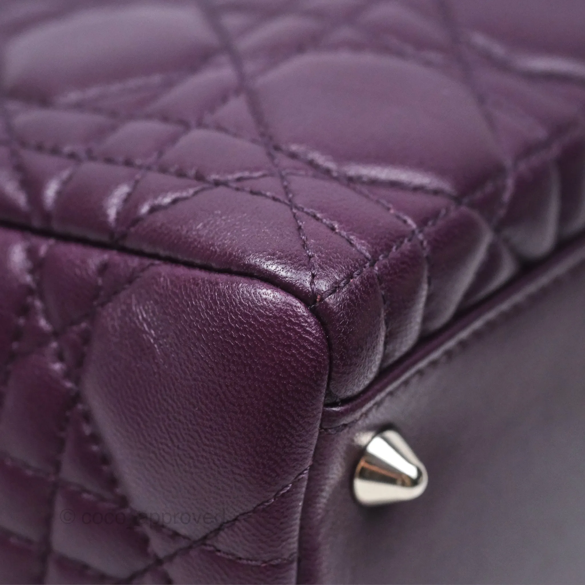 Christian Dior Medium Lady Dior Dark Purple Lambskin Silver Hardware