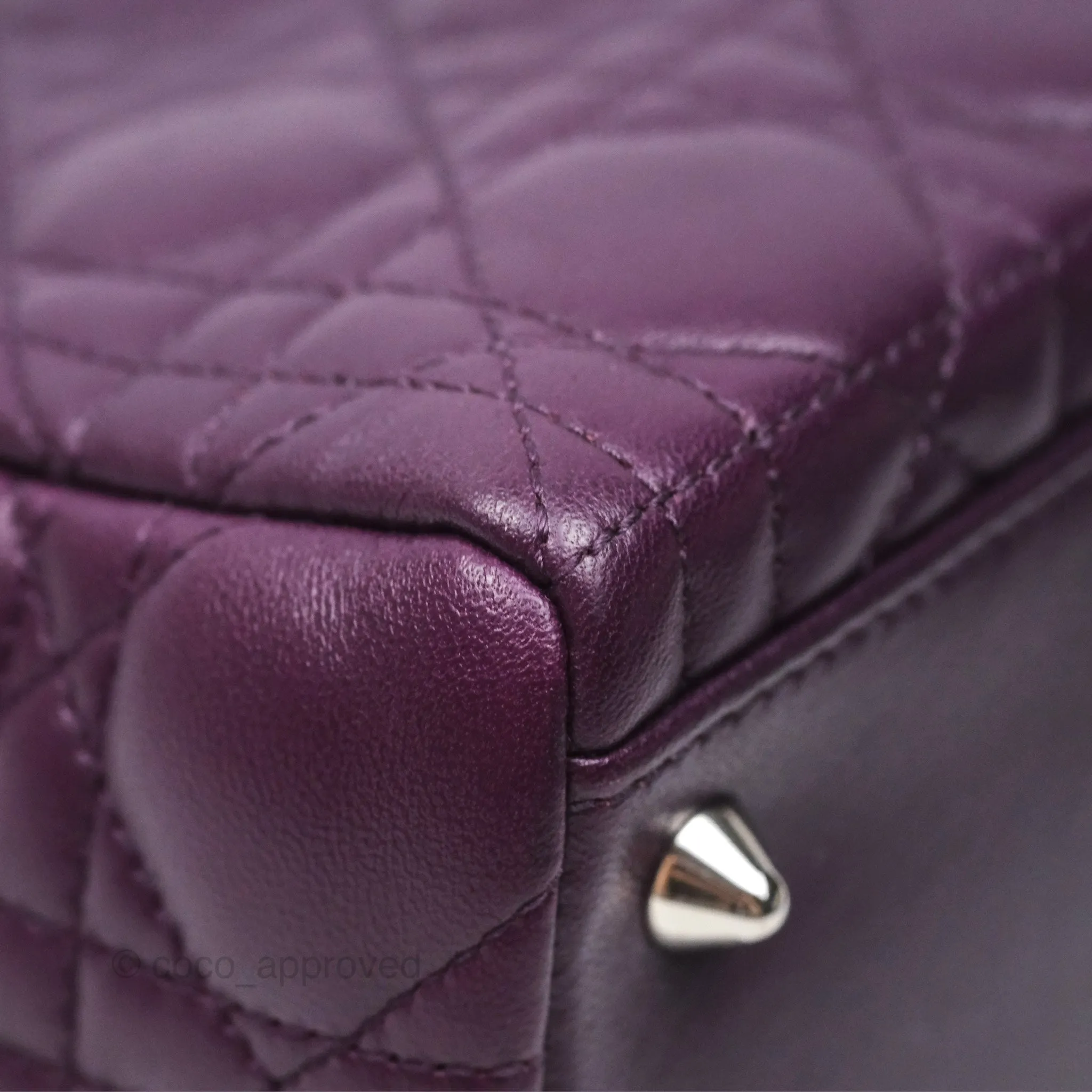 Christian Dior Medium Lady Dior Dark Purple Lambskin Silver Hardware