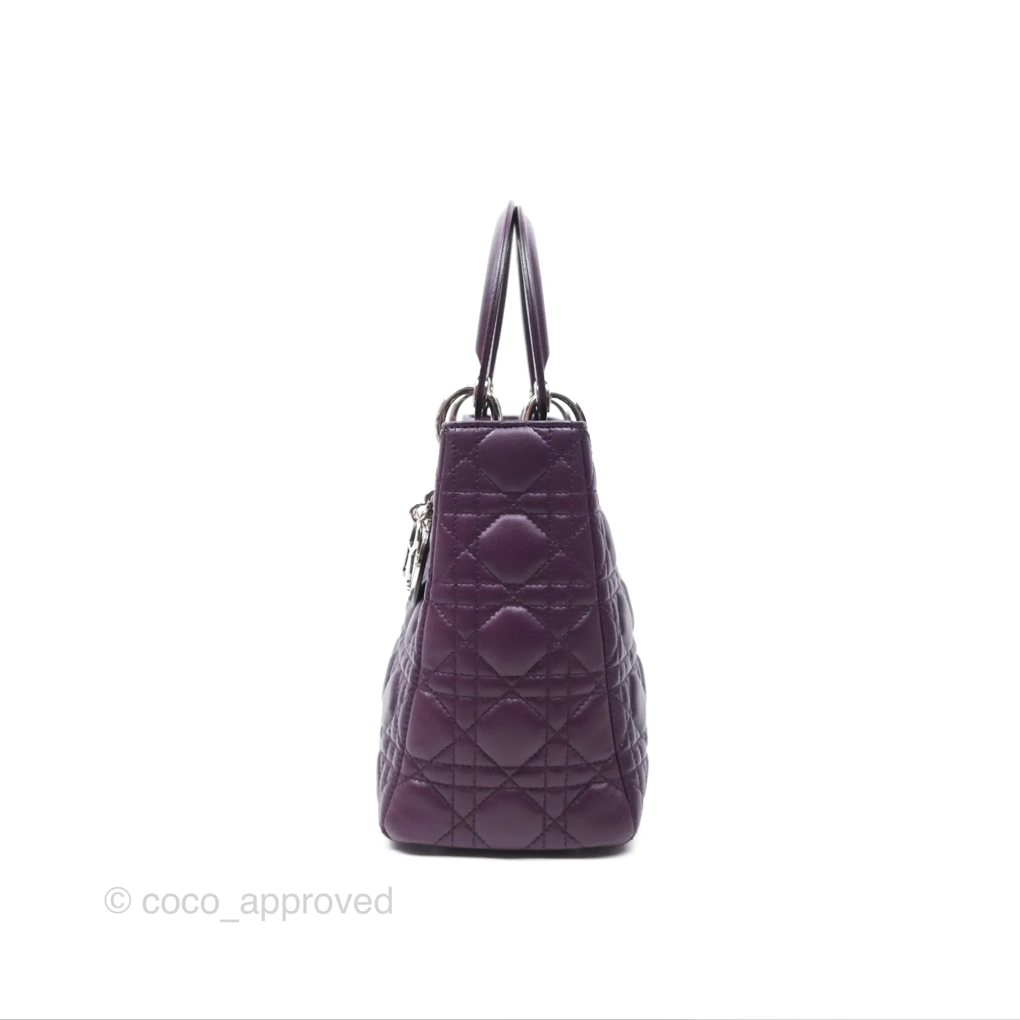 Christian Dior Medium Lady Dior Dark Purple Lambskin Silver Hardware