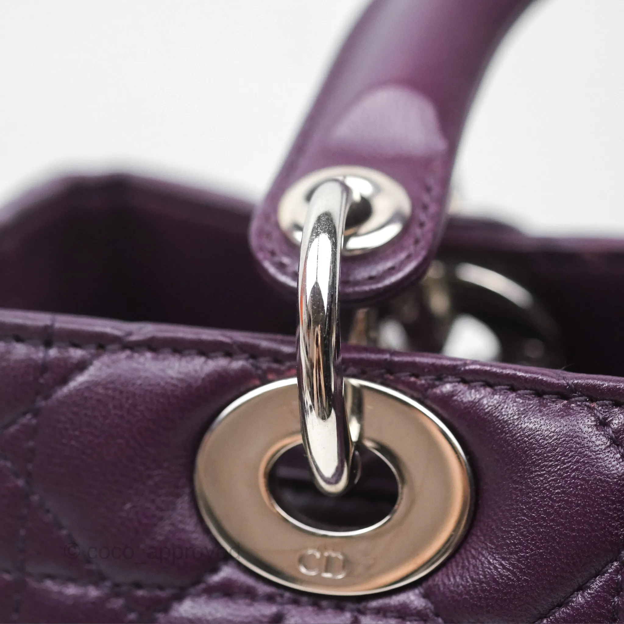 Christian Dior Medium Lady Dior Dark Purple Lambskin Silver Hardware