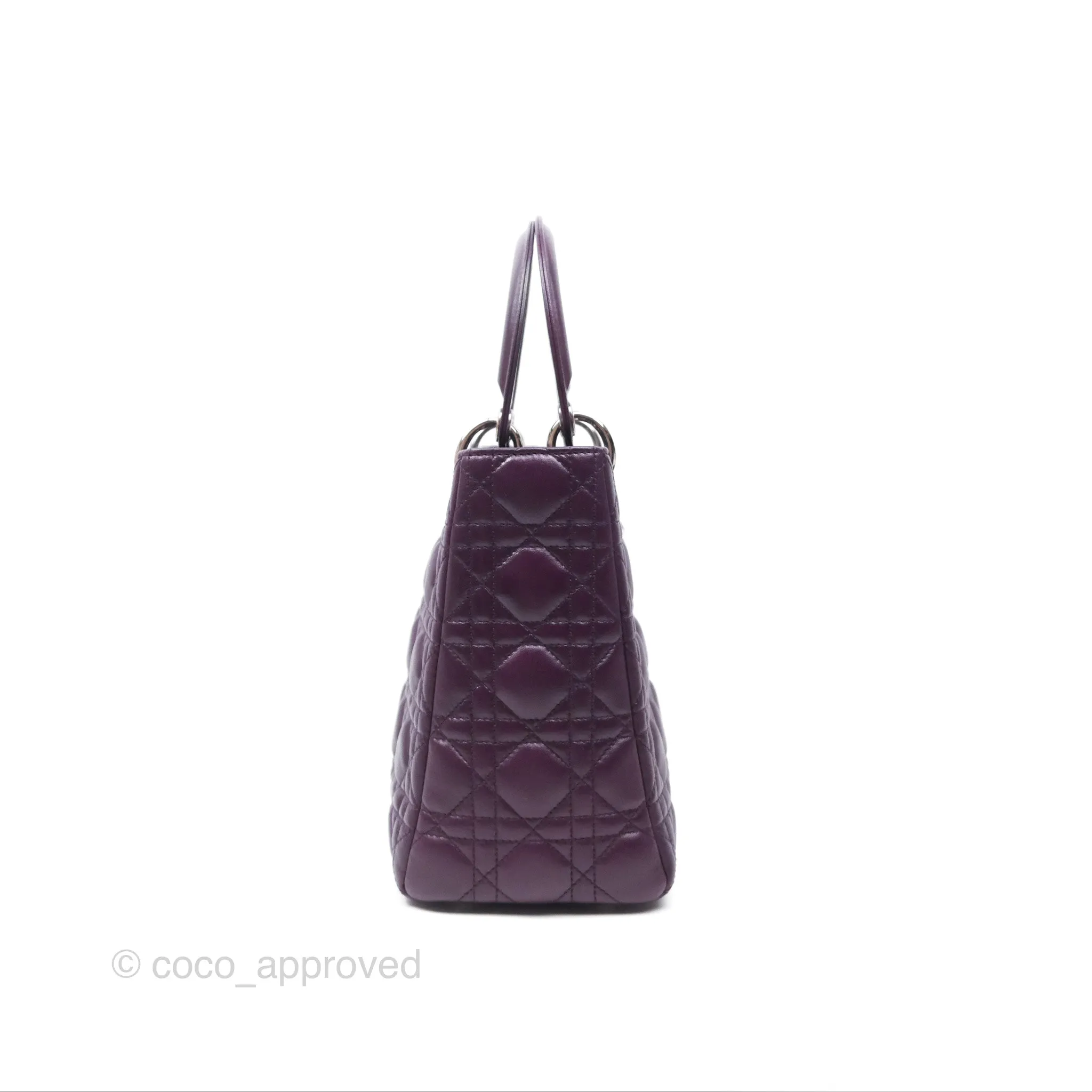 Christian Dior Medium Lady Dior Dark Purple Lambskin Silver Hardware