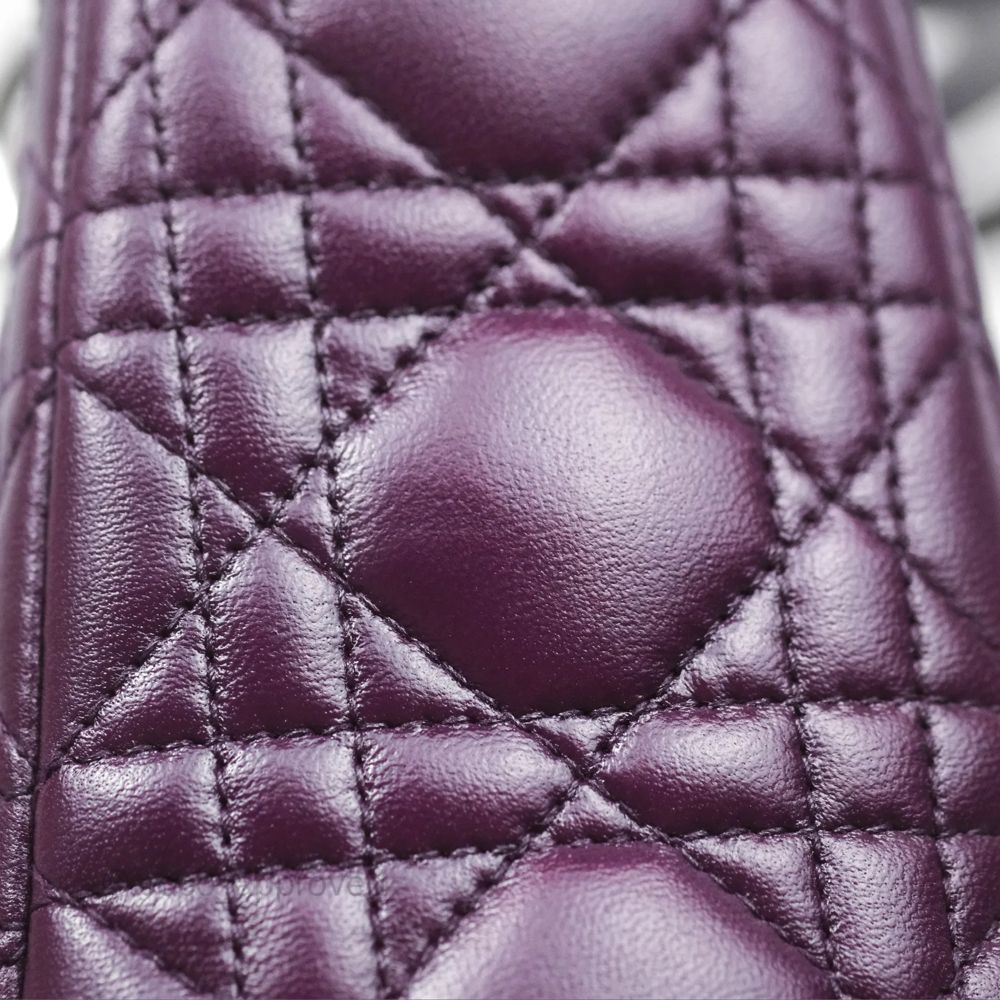 Christian Dior Medium Lady Dior Dark Purple Lambskin Silver Hardware