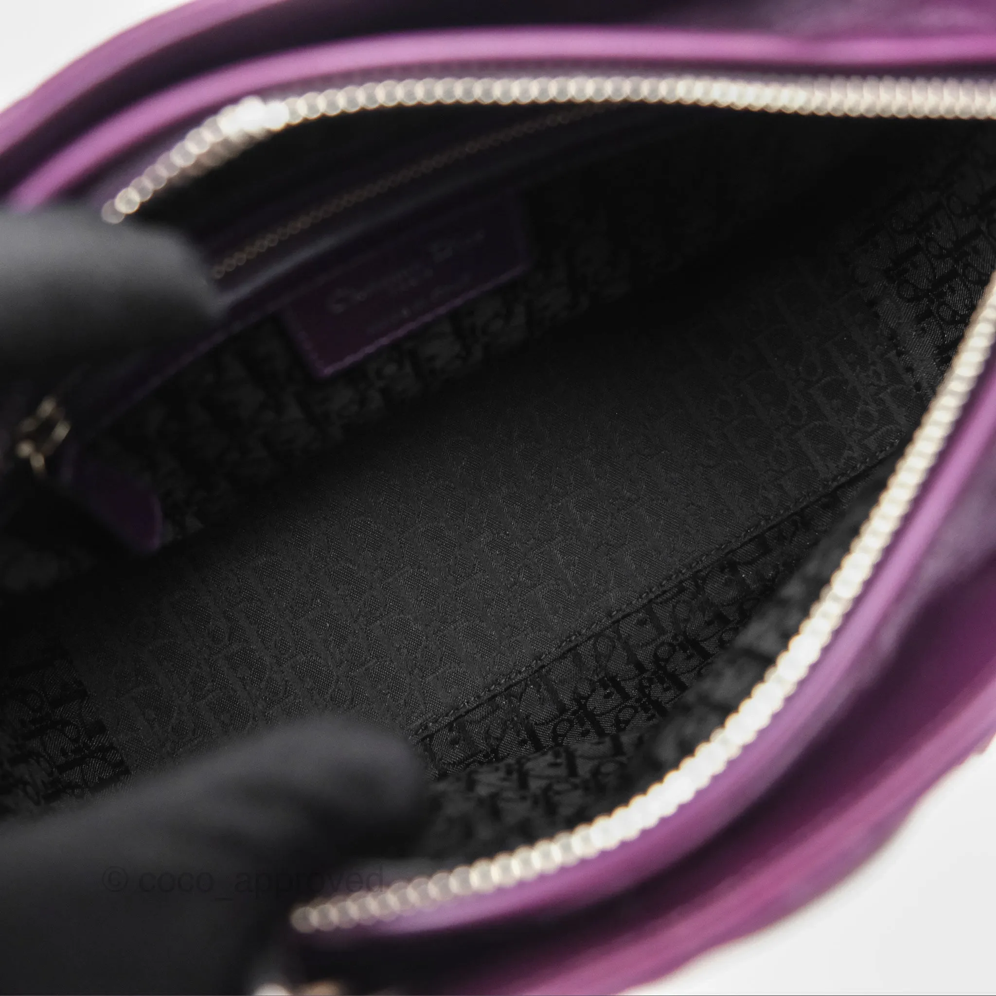 Christian Dior Medium Lady Dior Dark Purple Lambskin Silver Hardware