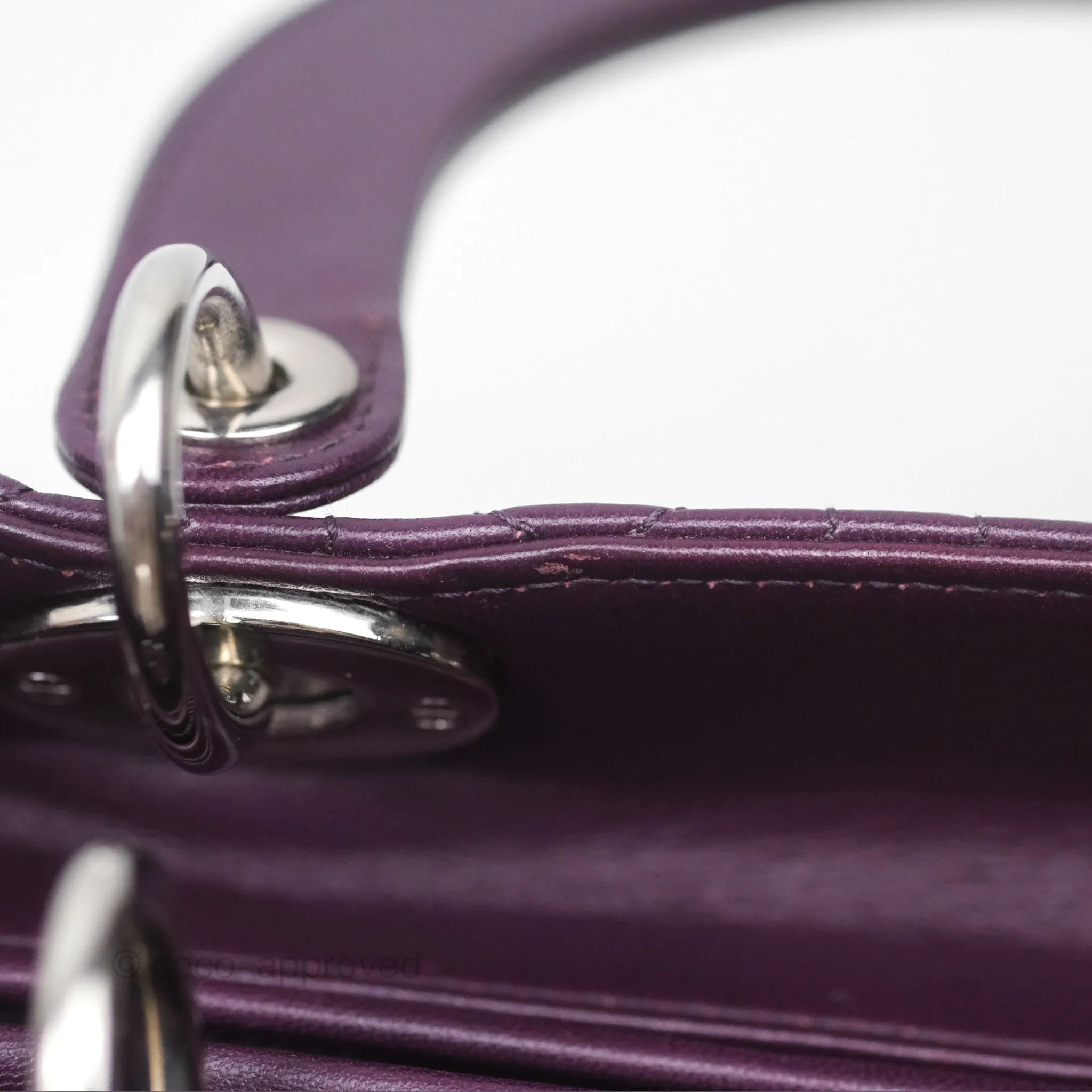 Christian Dior Medium Lady Dior Dark Purple Lambskin Silver Hardware