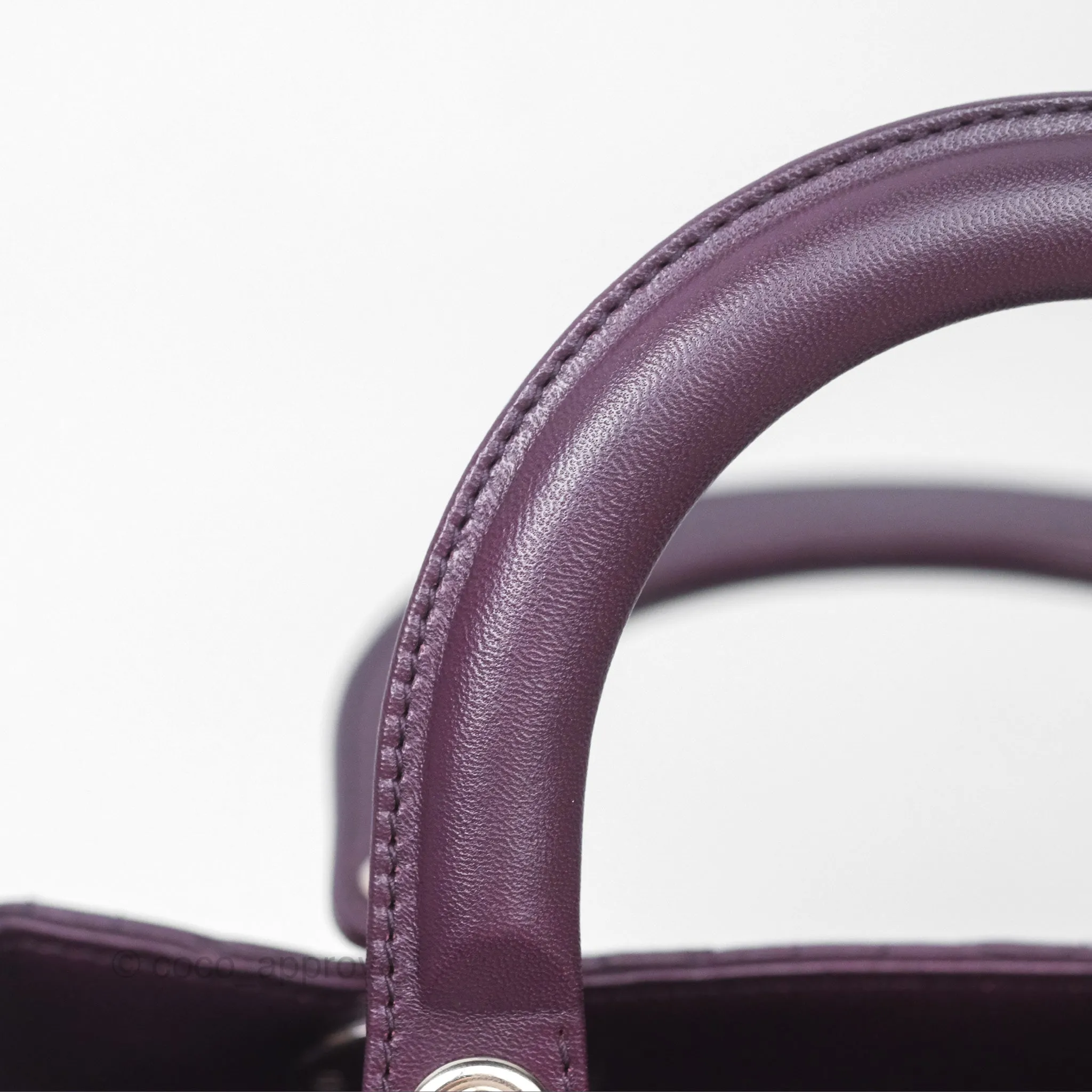 Christian Dior Medium Lady Dior Dark Purple Lambskin Silver Hardware
