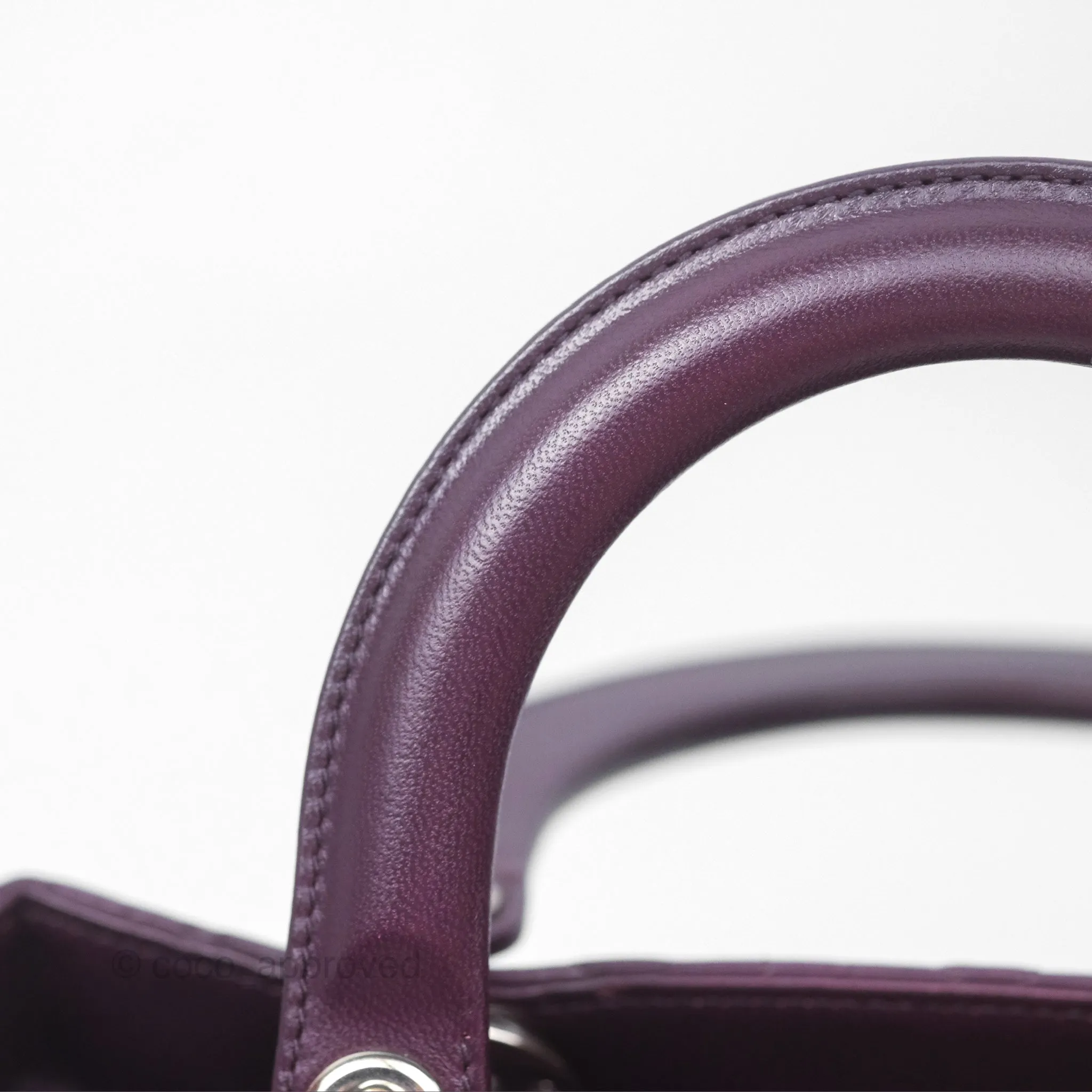 Christian Dior Medium Lady Dior Dark Purple Lambskin Silver Hardware