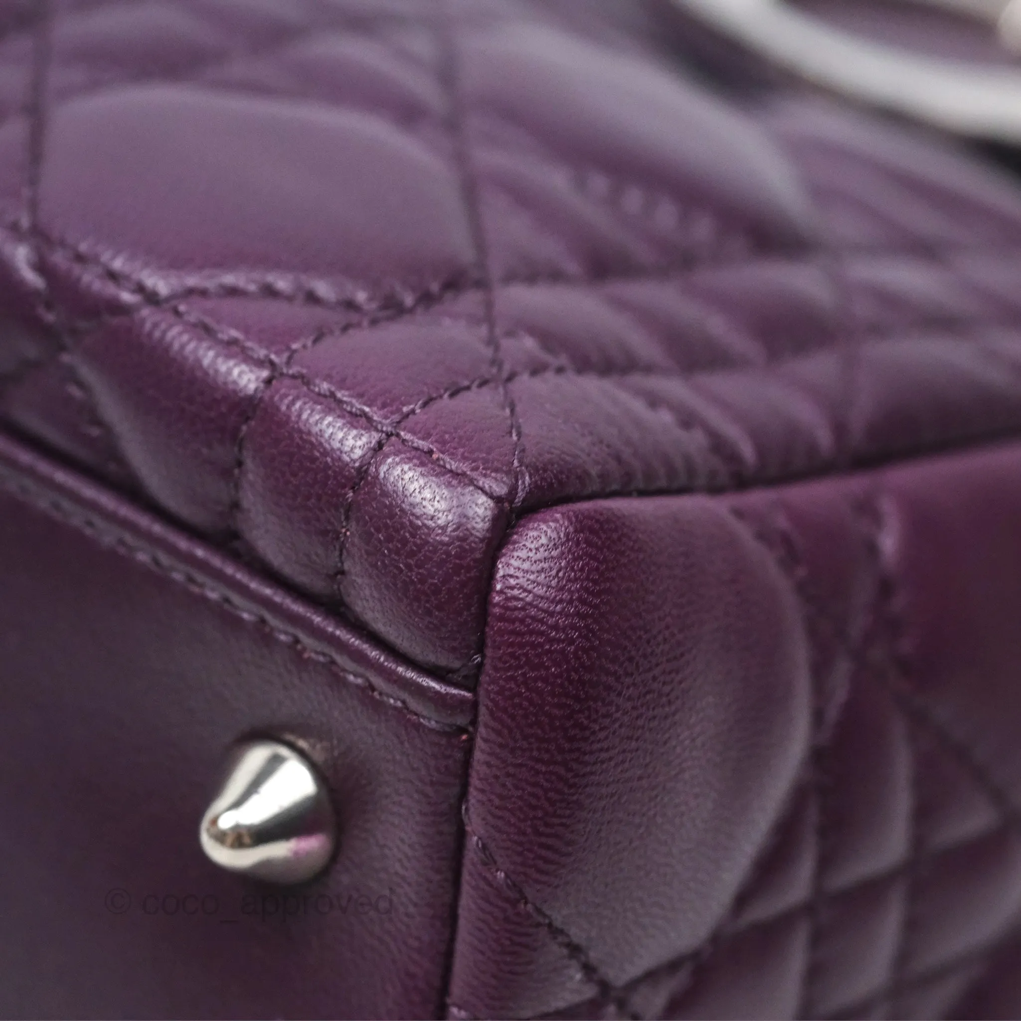 Christian Dior Medium Lady Dior Dark Purple Lambskin Silver Hardware