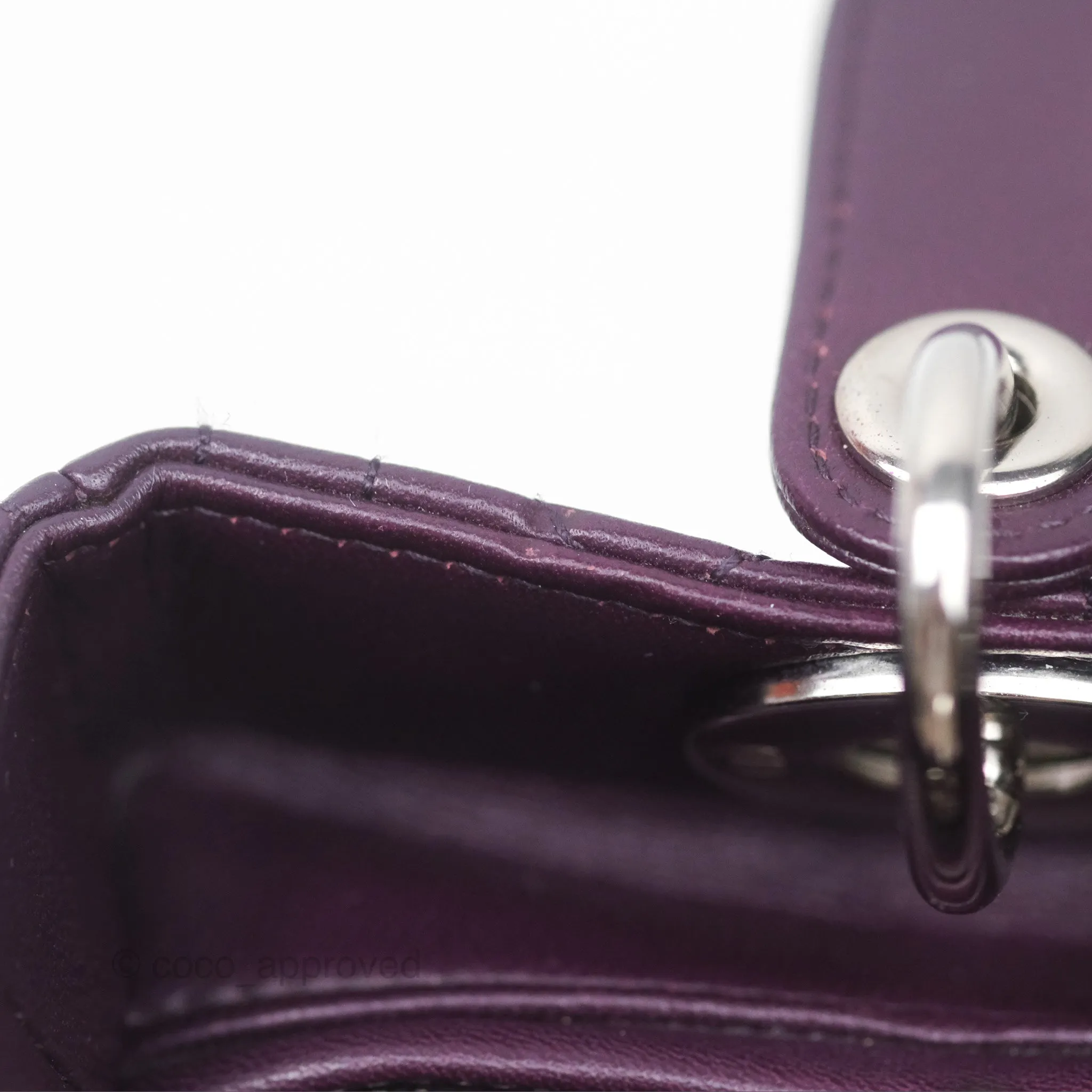 Christian Dior Medium Lady Dior Dark Purple Lambskin Silver Hardware