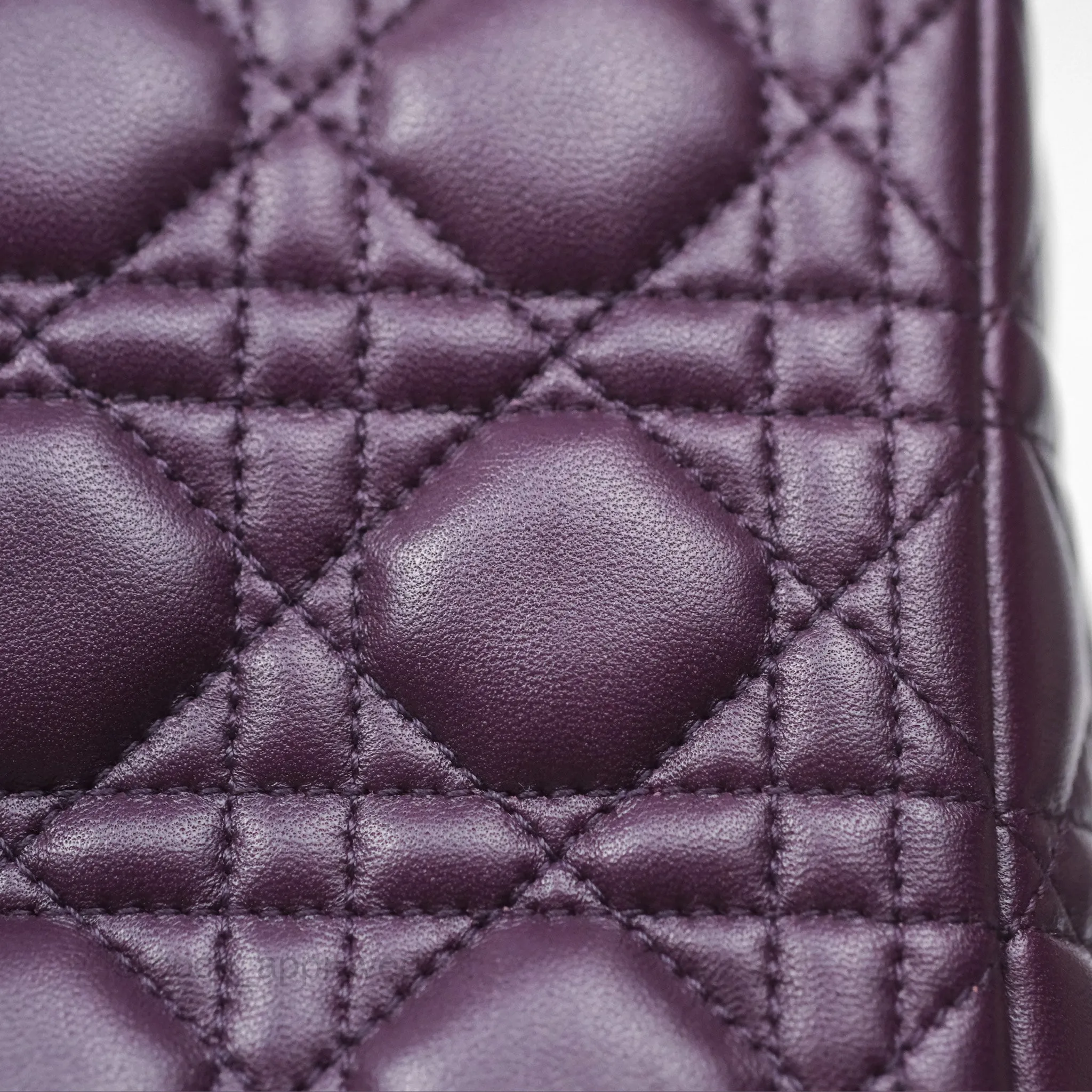 Christian Dior Medium Lady Dior Dark Purple Lambskin Silver Hardware