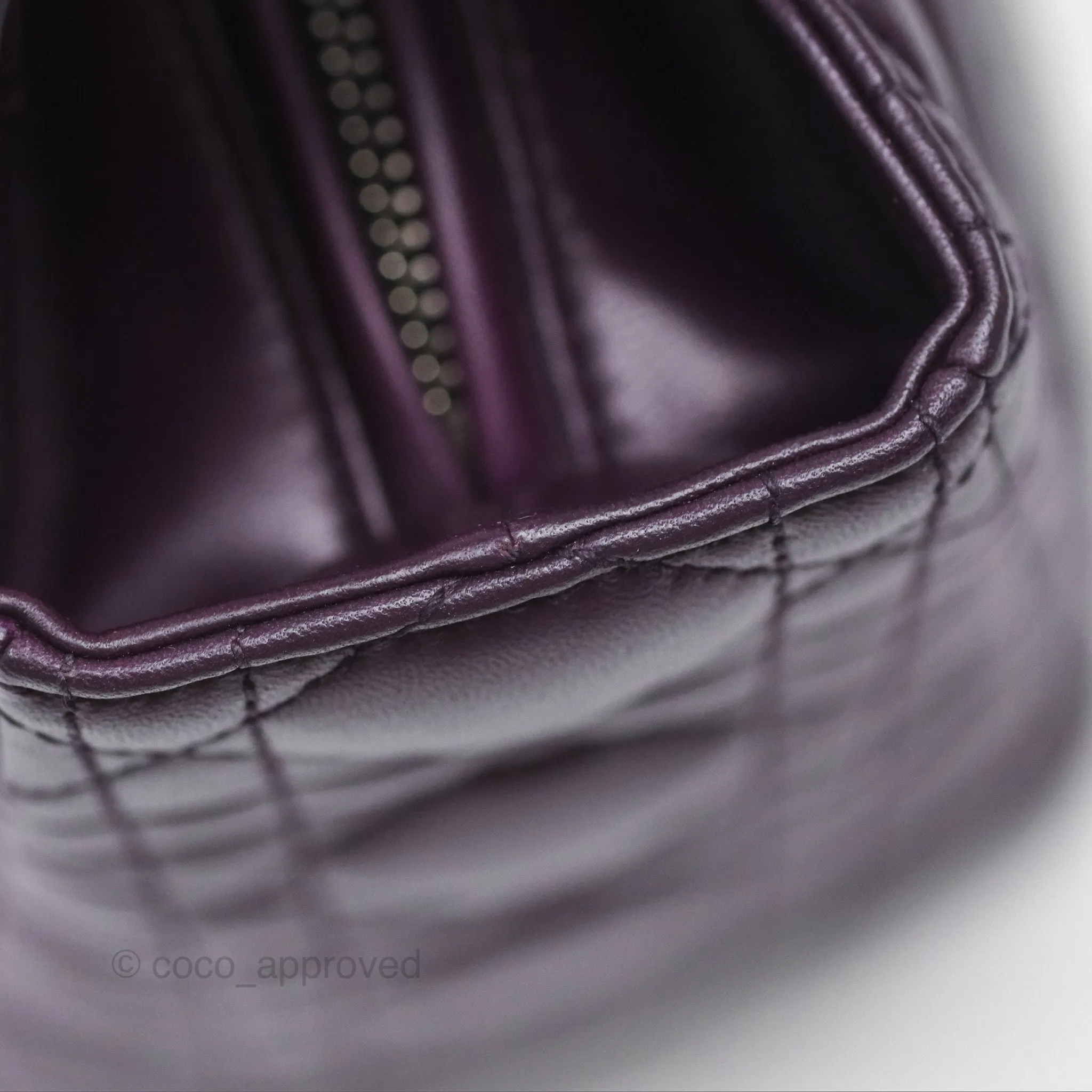 Christian Dior Medium Lady Dior Dark Purple Lambskin Silver Hardware