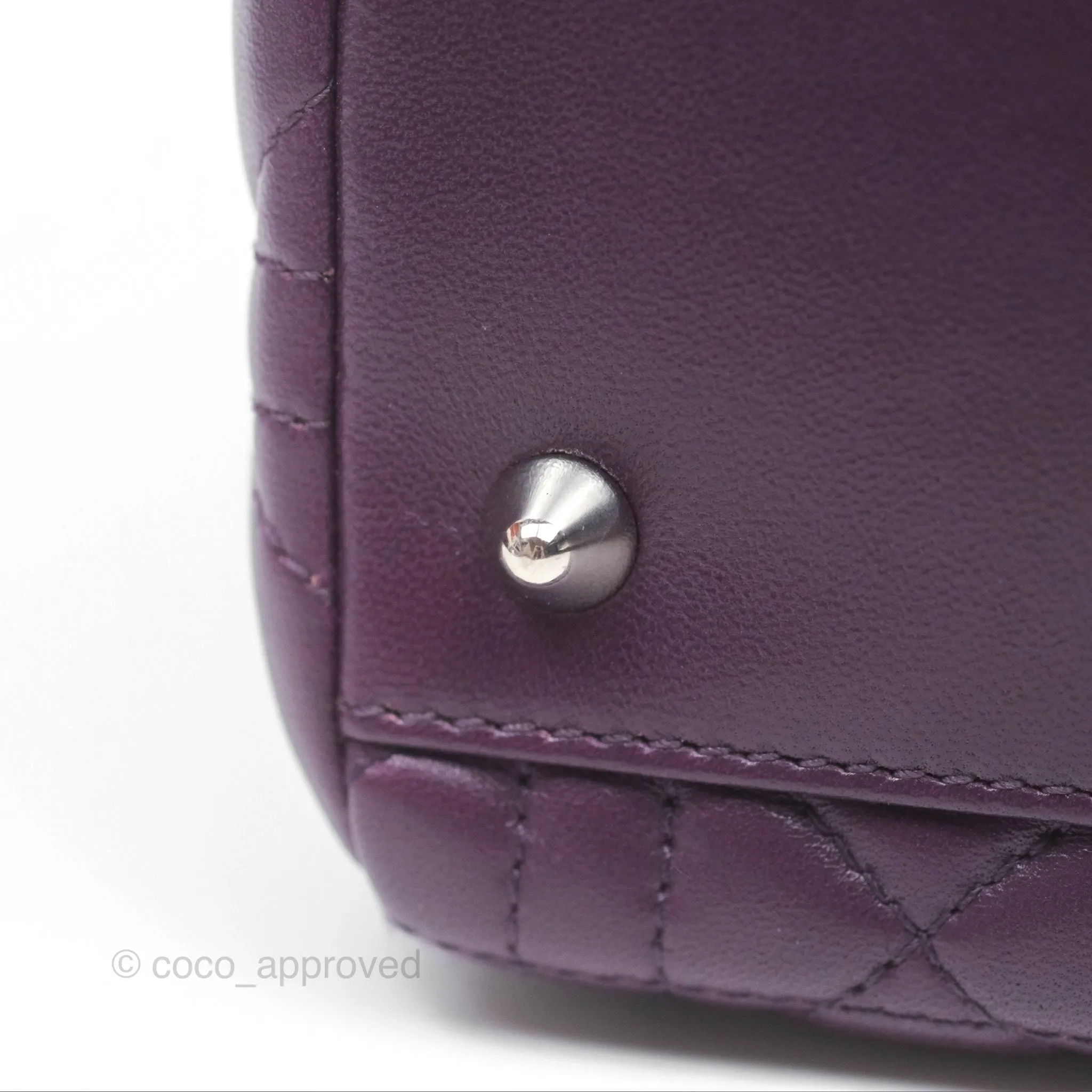Christian Dior Medium Lady Dior Dark Purple Lambskin Silver Hardware