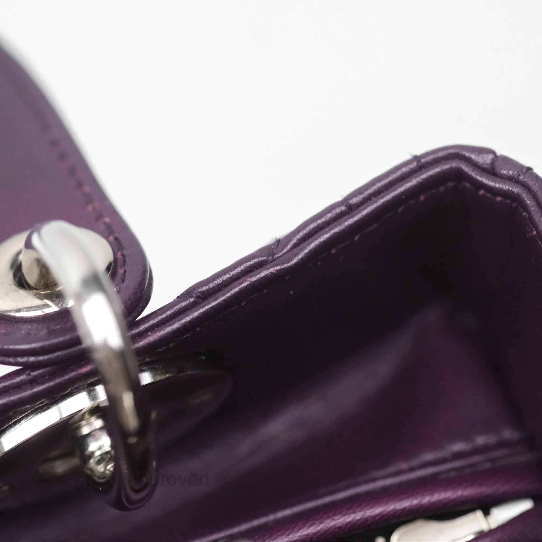 Christian Dior Medium Lady Dior Dark Purple Lambskin Silver Hardware