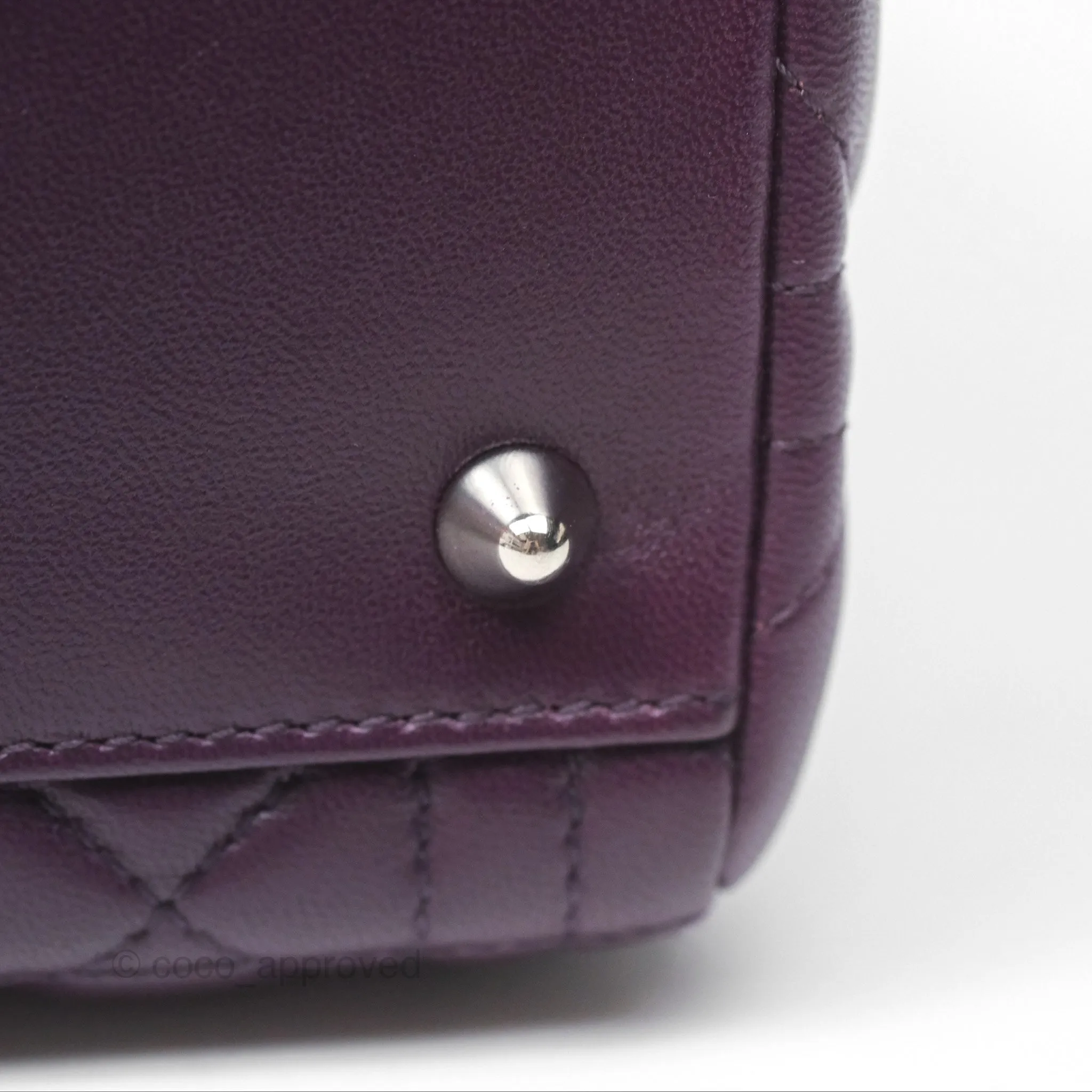 Christian Dior Medium Lady Dior Dark Purple Lambskin Silver Hardware