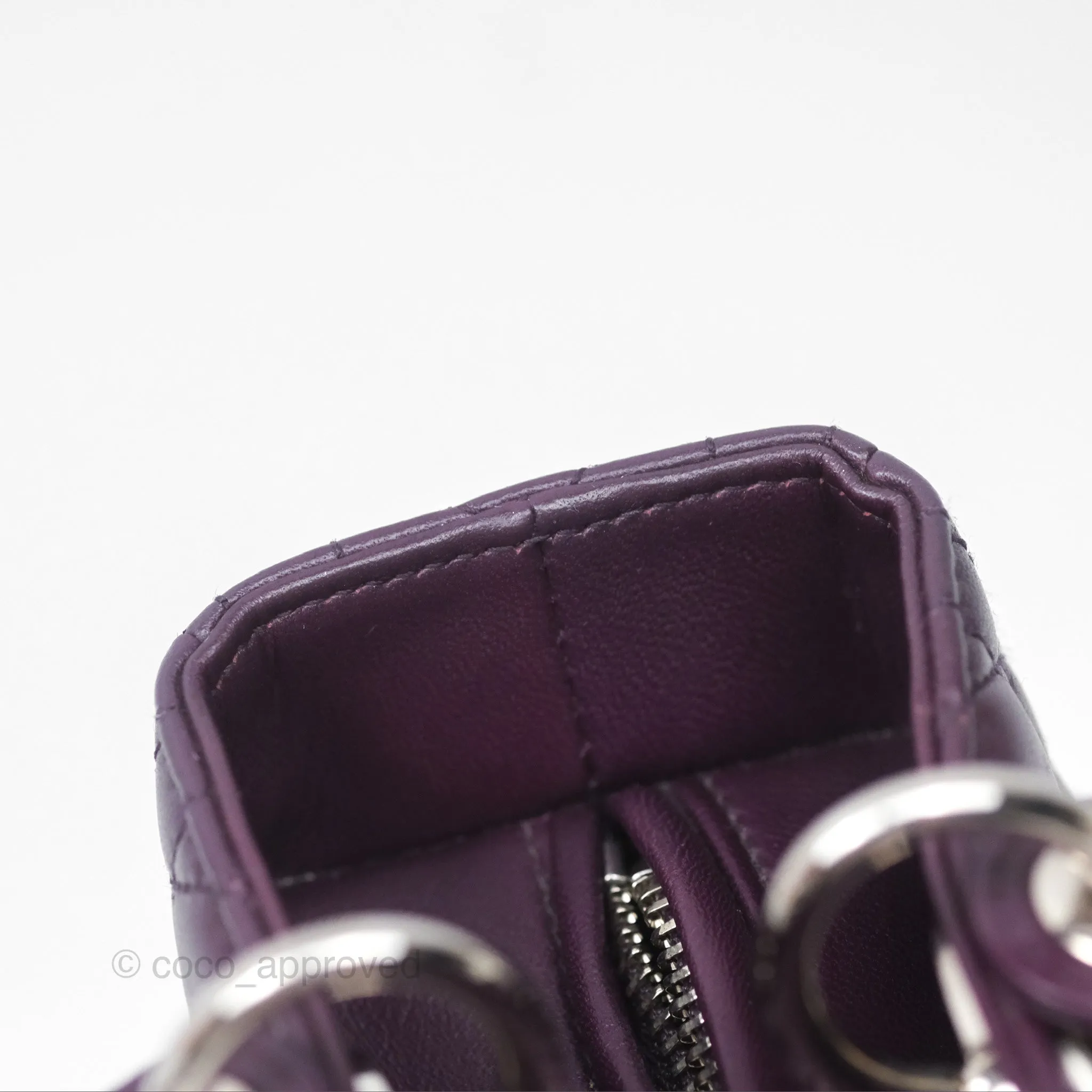 Christian Dior Medium Lady Dior Dark Purple Lambskin Silver Hardware