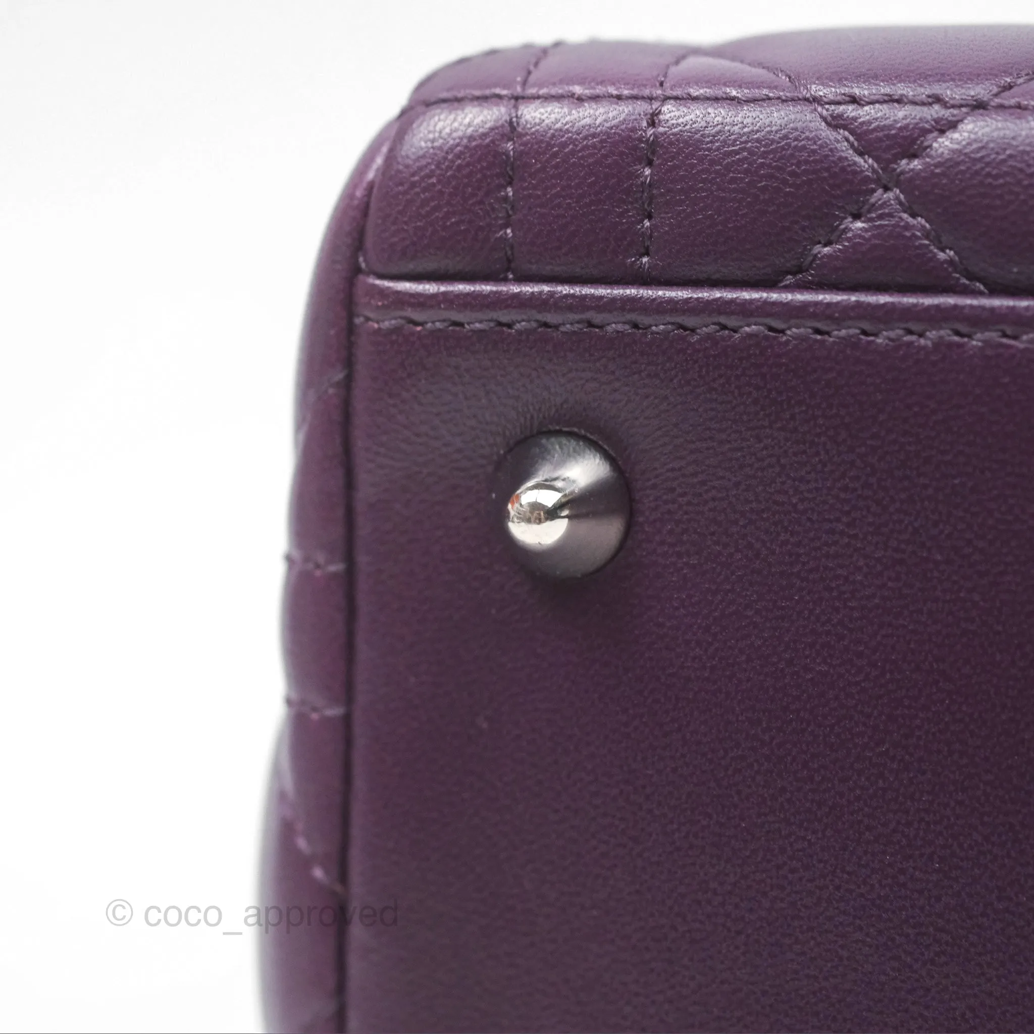Christian Dior Medium Lady Dior Dark Purple Lambskin Silver Hardware