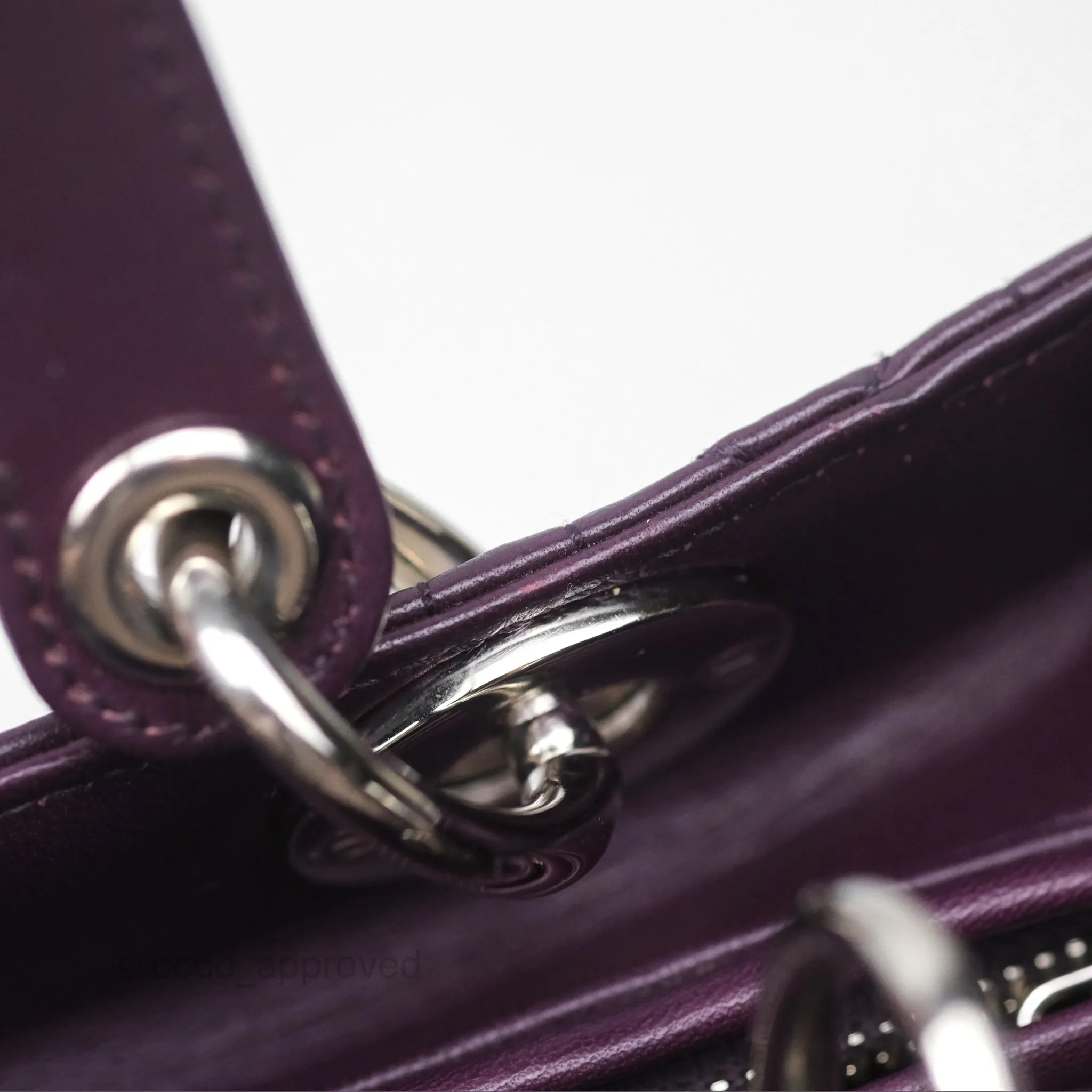 Christian Dior Medium Lady Dior Dark Purple Lambskin Silver Hardware