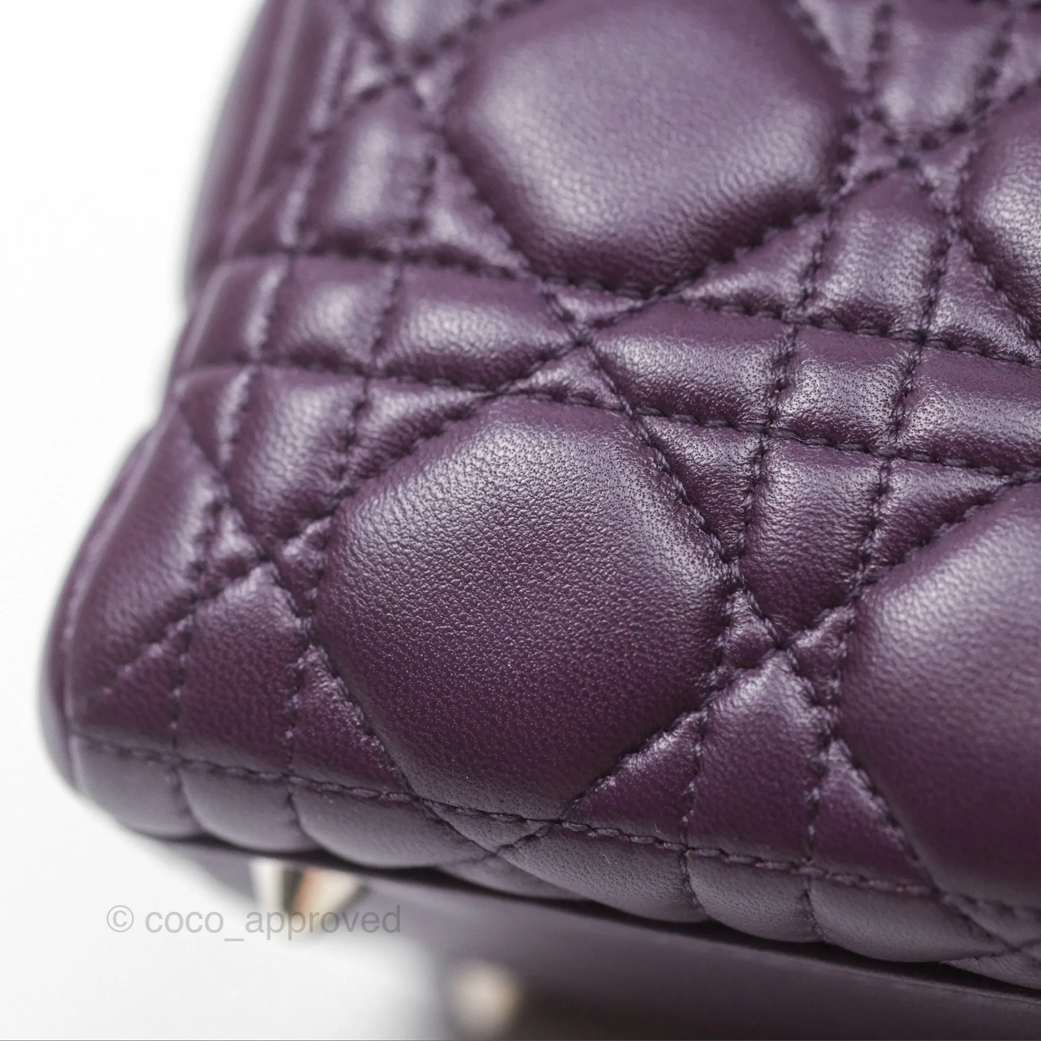 Christian Dior Medium Lady Dior Dark Purple Lambskin Silver Hardware