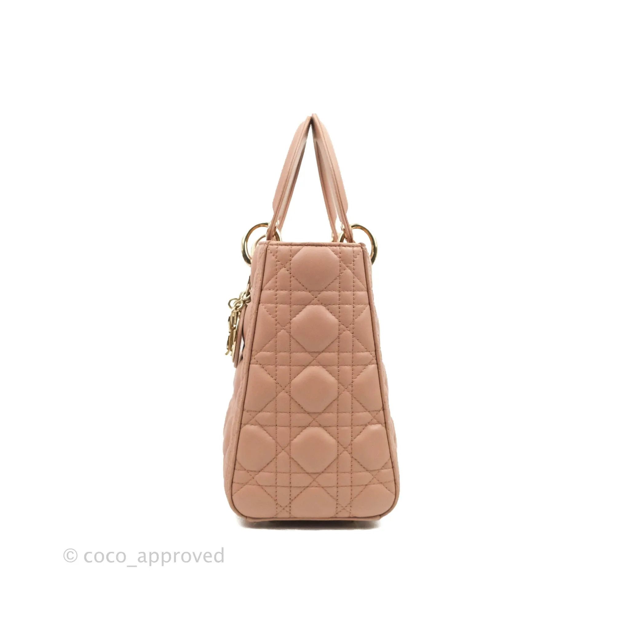 Christian Dior Medium Lady Dior Fard Blush Lambskin Gold Hardware