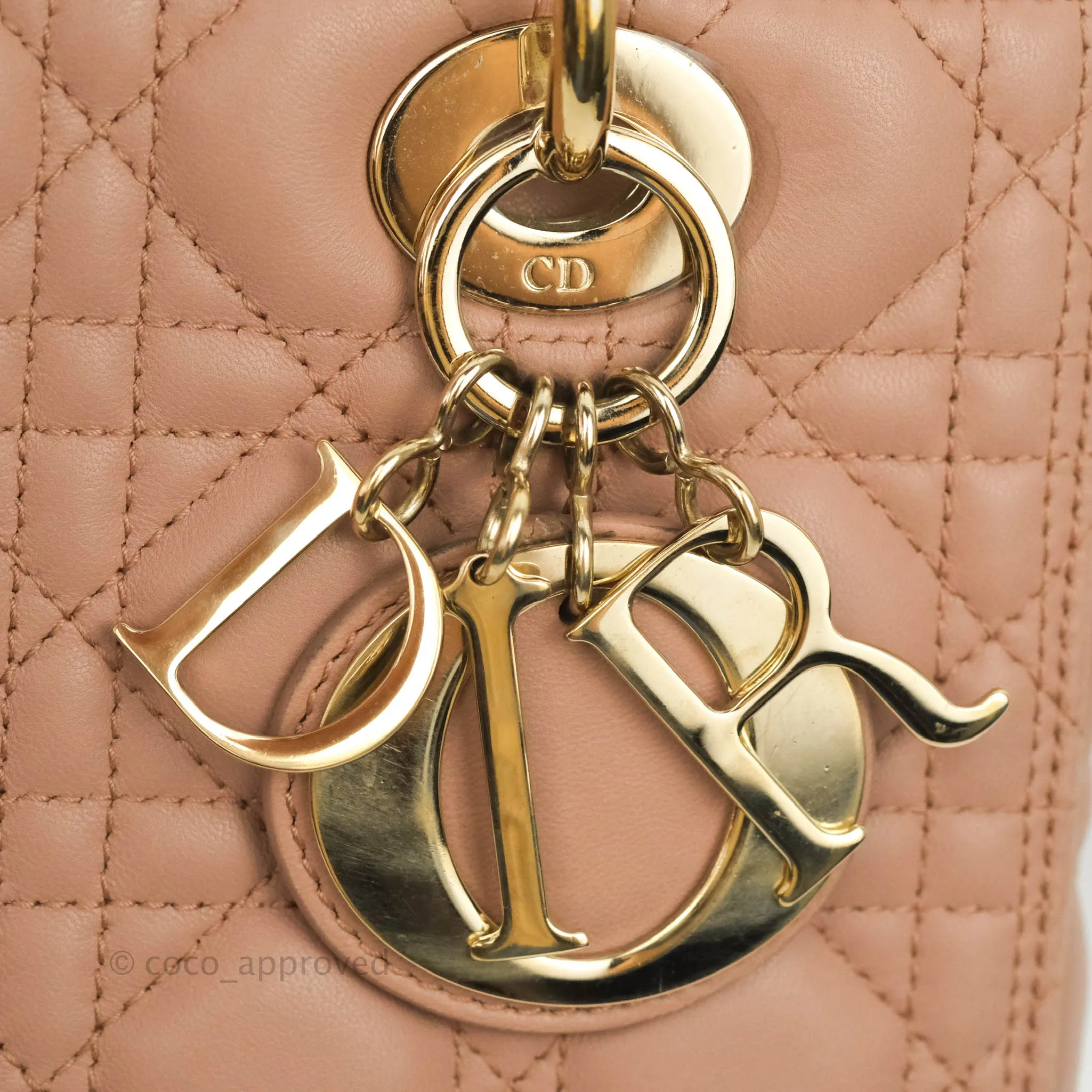 Christian Dior Medium Lady Dior Fard Blush Lambskin Gold Hardware