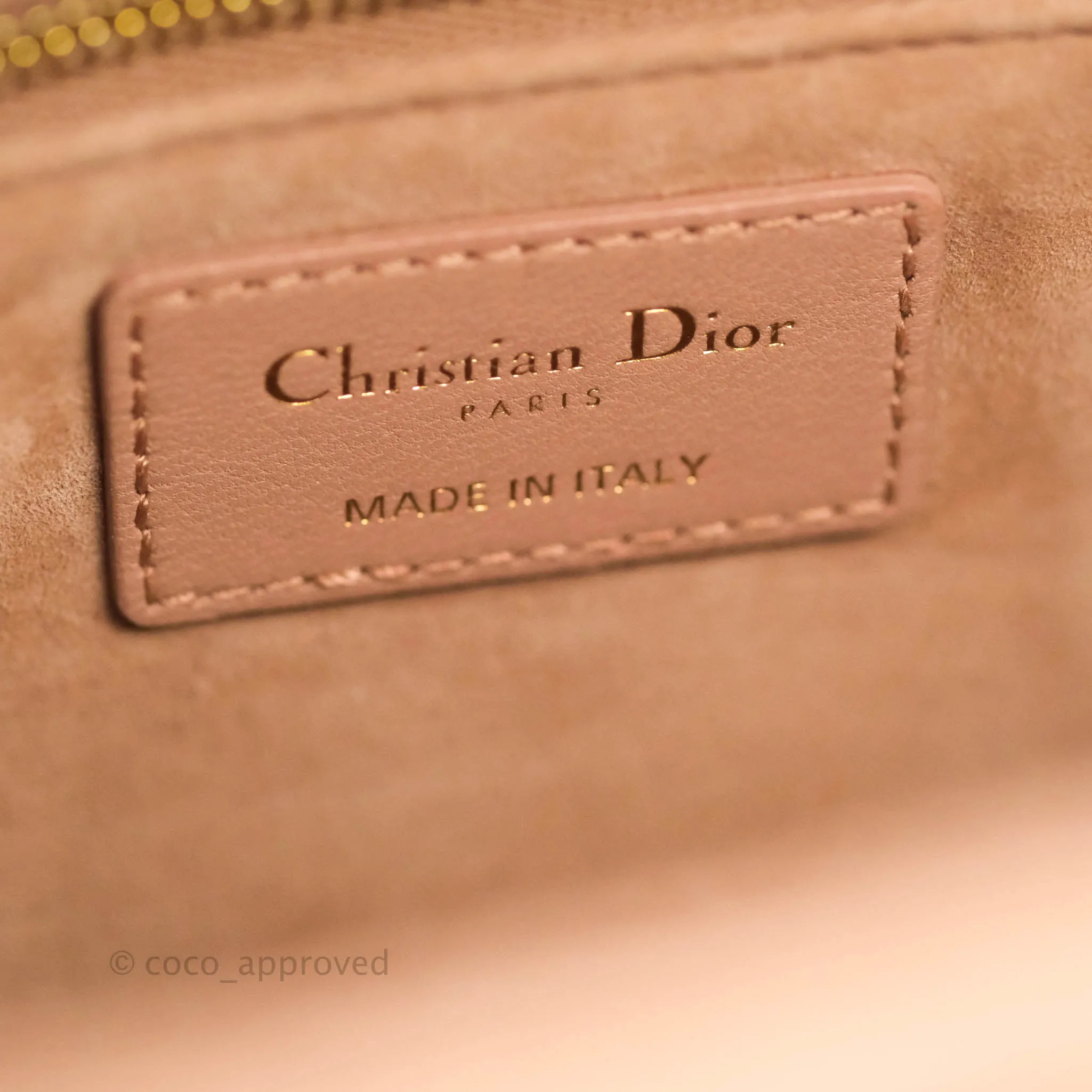 Christian Dior Medium Lady Dior Fard Blush Lambskin Gold Hardware